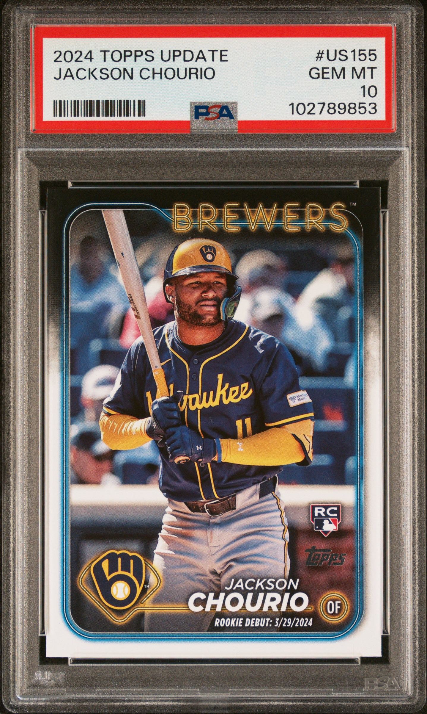 2024 Topps Update Jackson Chourio #Us155 Gem Mt 10 front