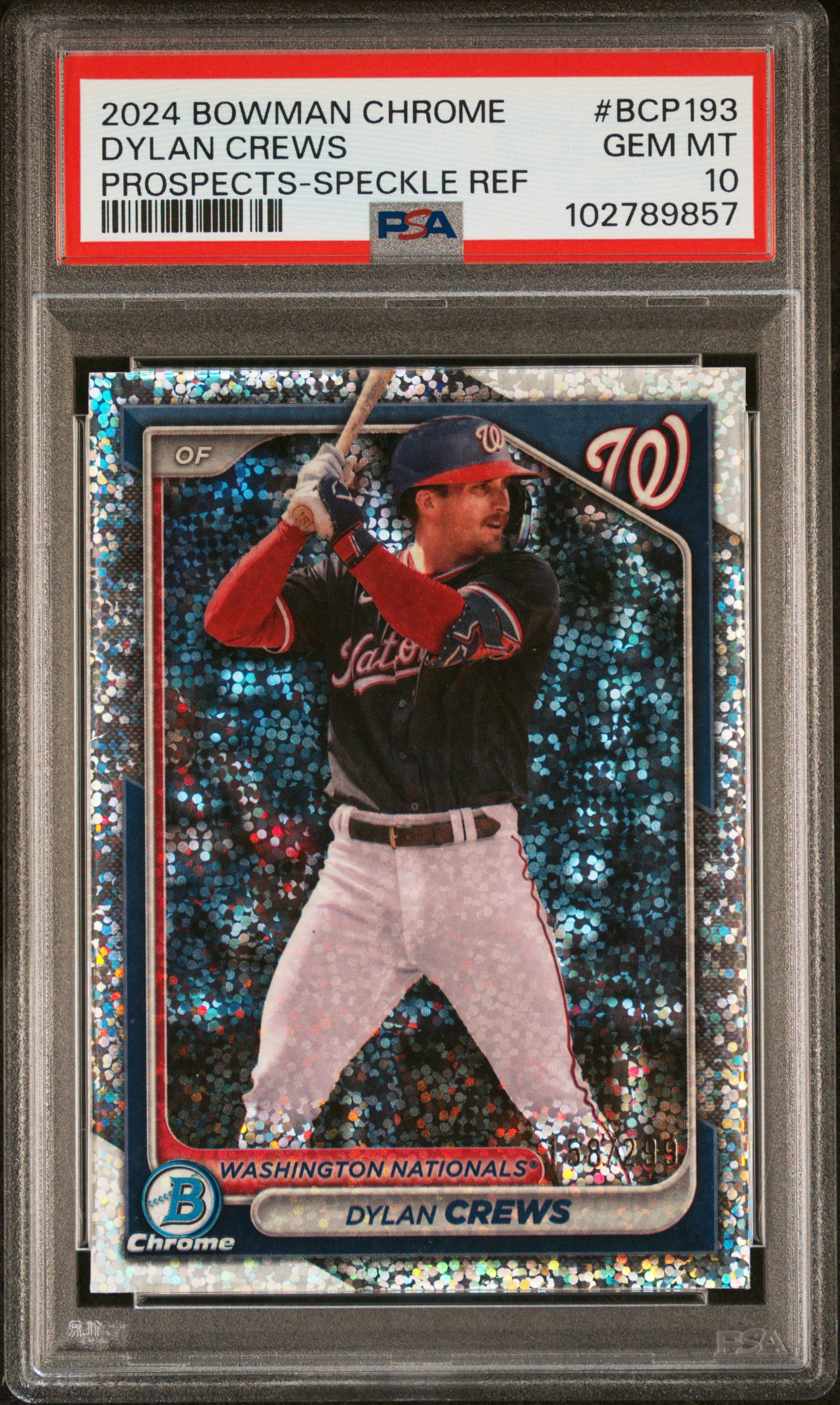 2024 Bowman Chrome Prospects Dylan Crews #Bcp193 (Prospects-Speckle Ref) Gem Mt 10 front