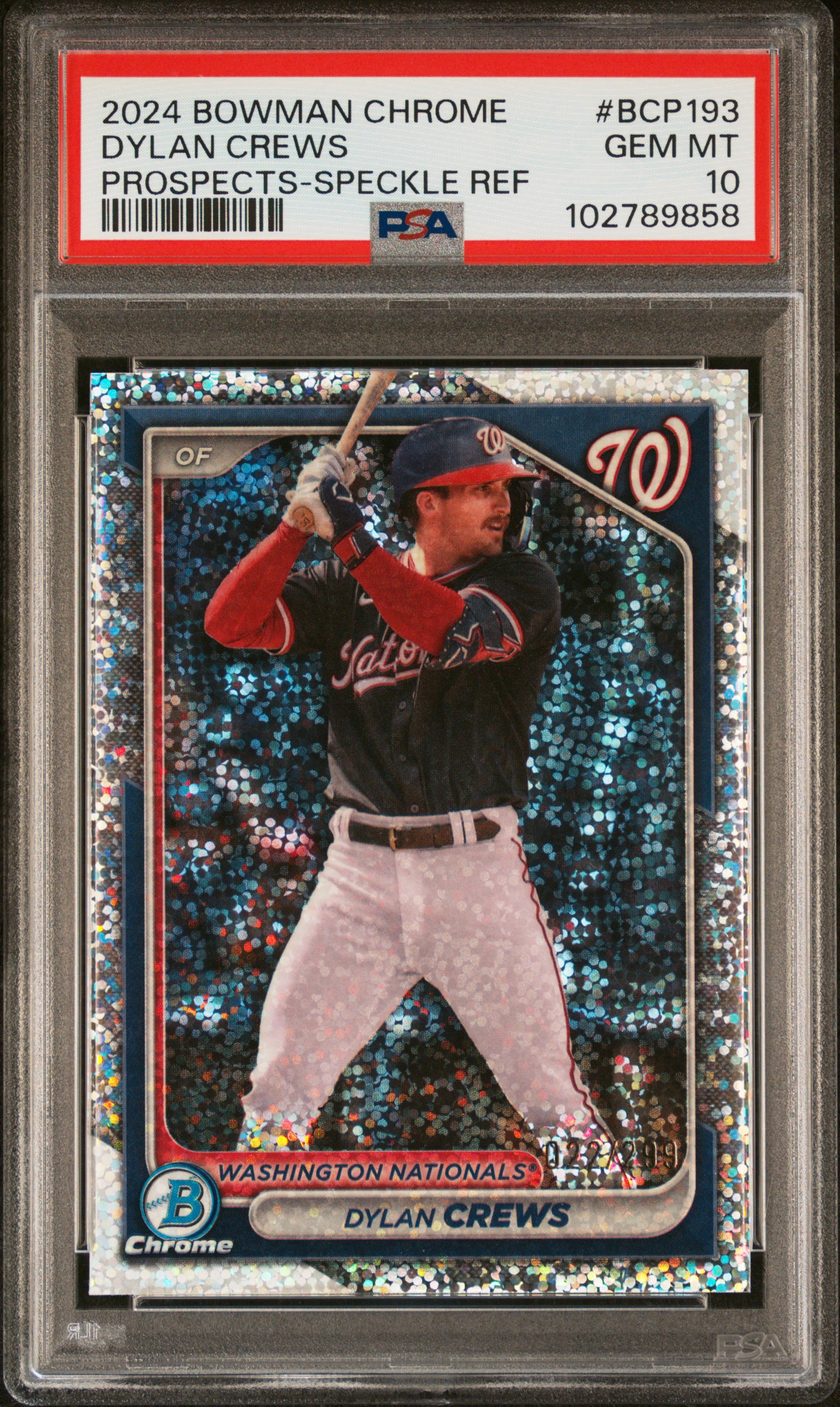 2024 Bowman Chrome Prospects Dylan Crews #Bcp193 (Prospects-Speckle Ref) Gem Mt 10 front