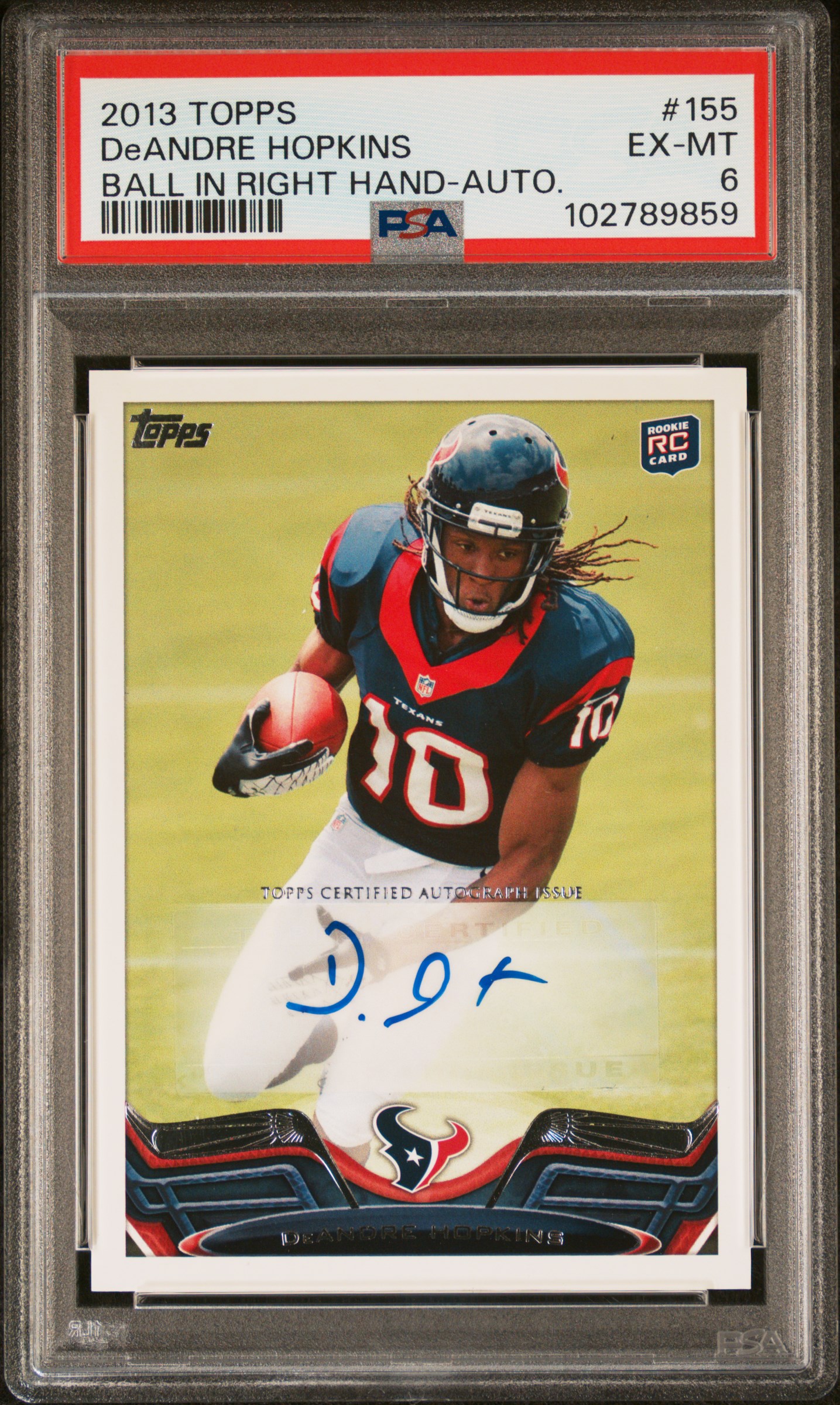 2013 Topps Deandre Hopkins #155 (Ball In Right Hand-Auto.) Ex-Mt 6 front