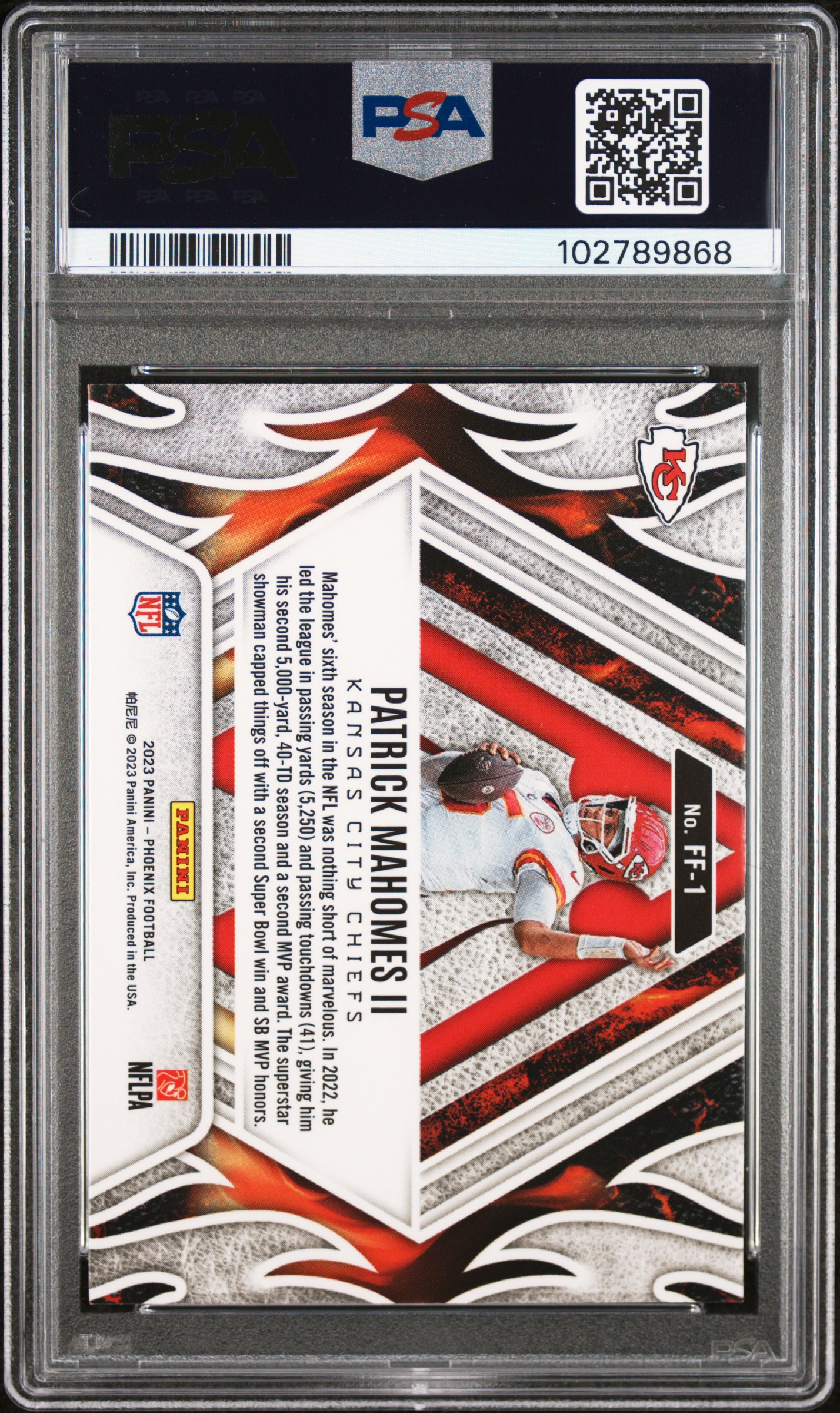 2023 Panini Phoenix Fire Forged Patrick Mahomes Ii #Ff1 Mint 9 back