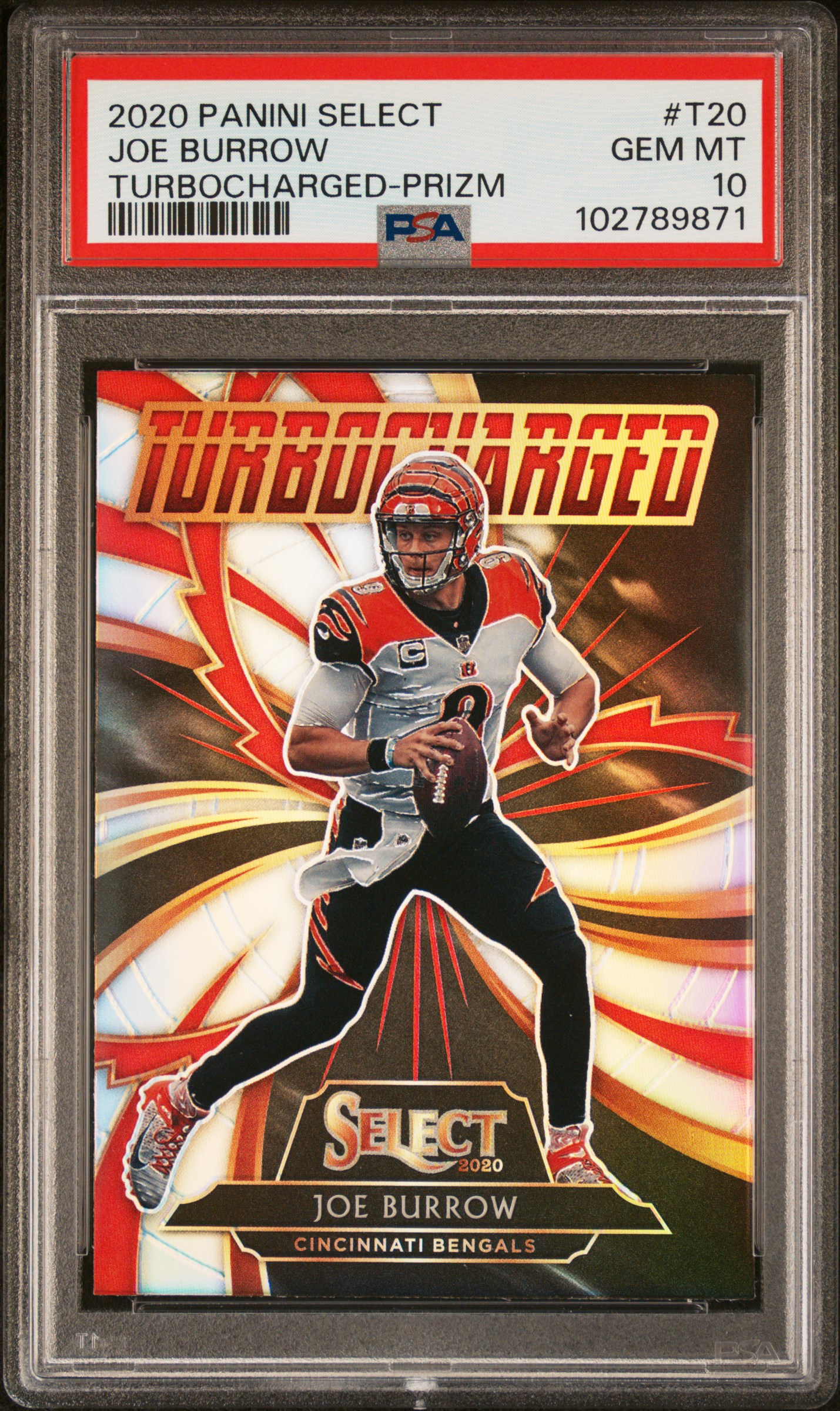 2020 Panini Select Turbocharged Joe Burrow #T20 (Turbocharged-Prizm) Gem Mt 10 front