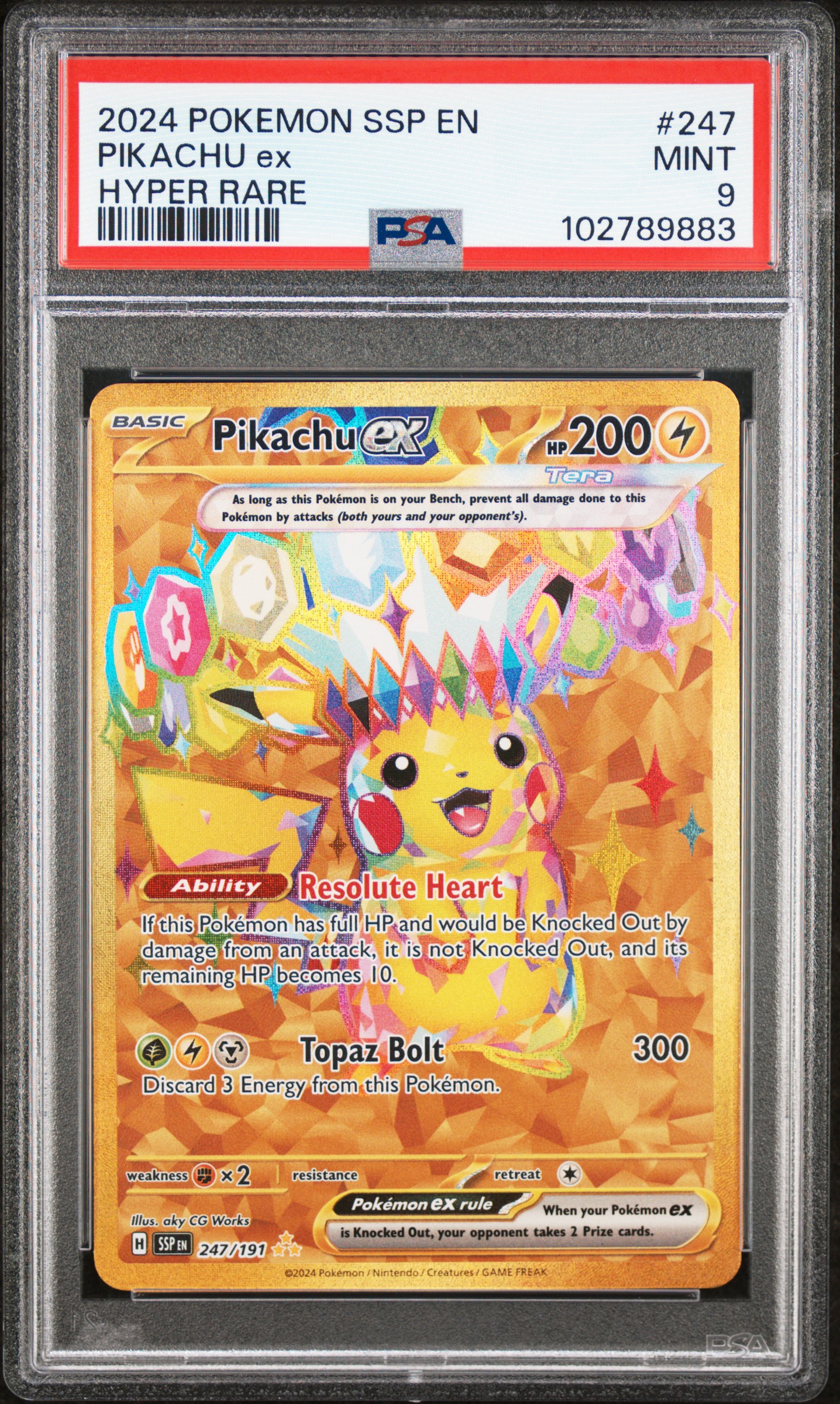 2024 Pokemon Ssp En-Surging Sparks Pikachu Ex #247 (Hyper Rare) Mint 9 front