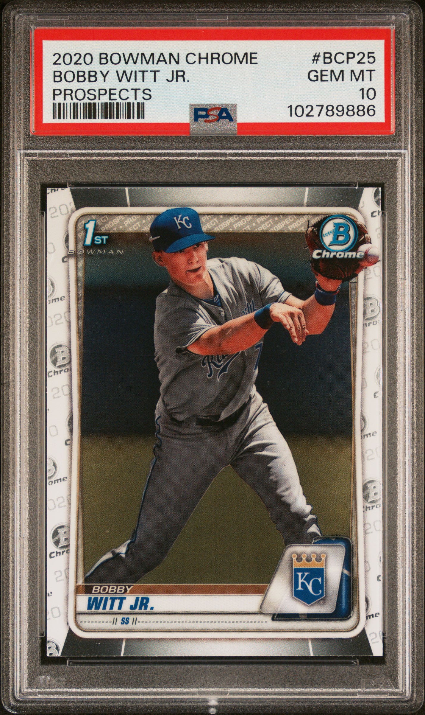 2020 Bowman Chrome Prospects Bobby Witt Jr. #Bcp25 (Prospects) Gem Mt 10 front