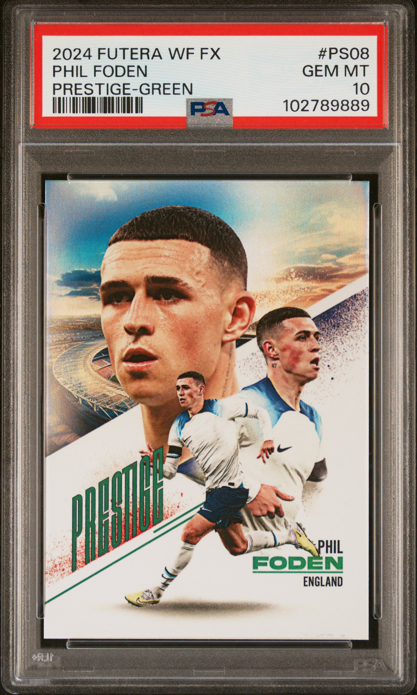 2024 Futera World Football Fx Prestige Phil Foden #Ps08 (Prestige-Green) Gem Mt 10 front
