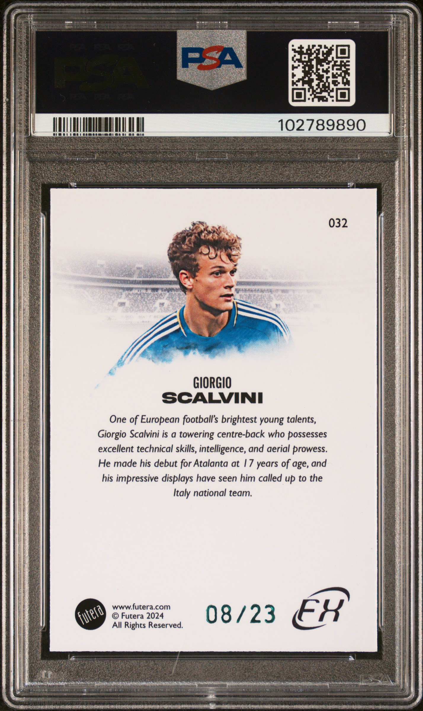 2024 Futera World Football Fx Giorgio Scalvini #32 (Green) Gem Mt 10 back