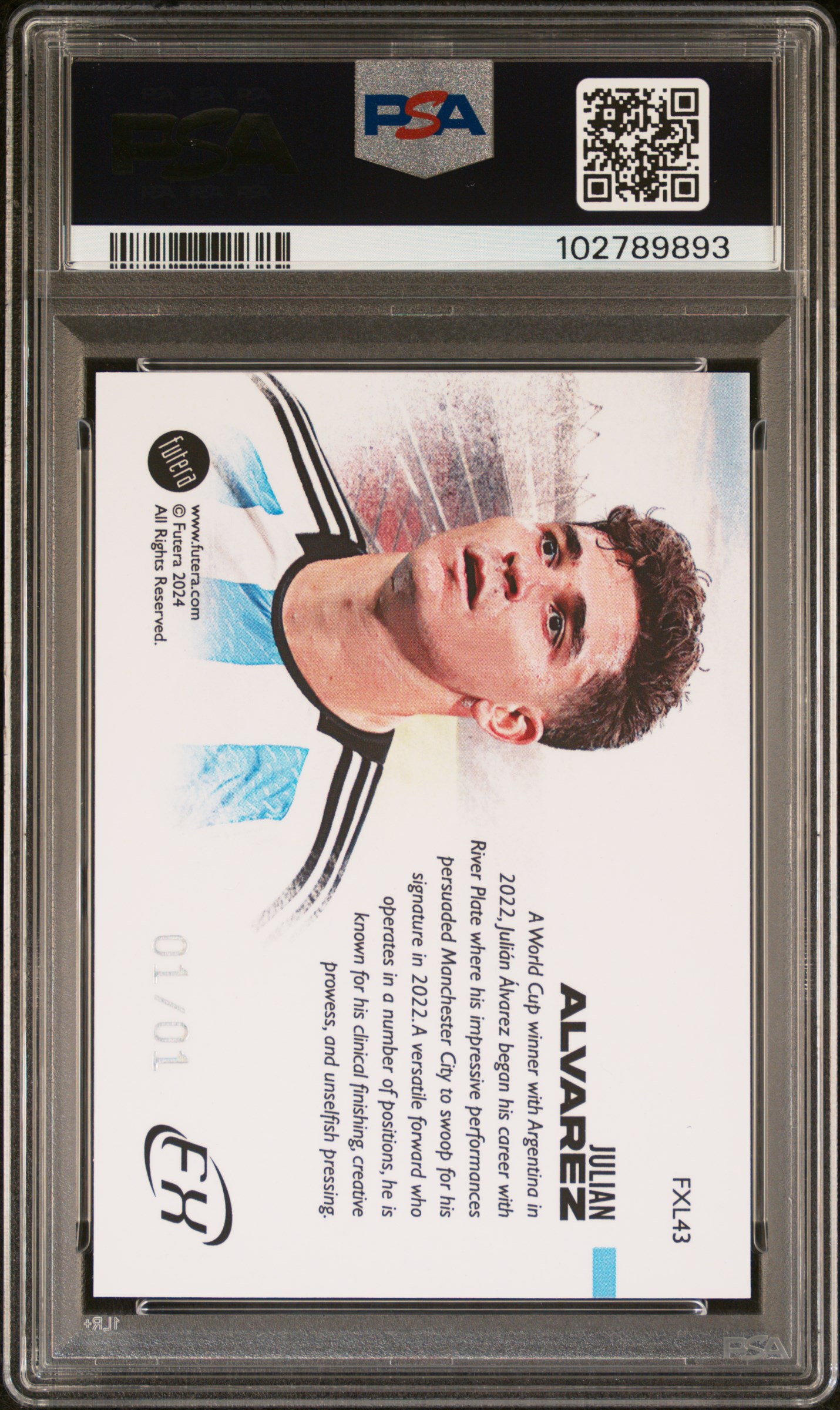 2024 Futera World Football Fx Landscape Julian Alvarez #Fxl43 (Landscape-Diamond 1/1) Gem Mt 10 back