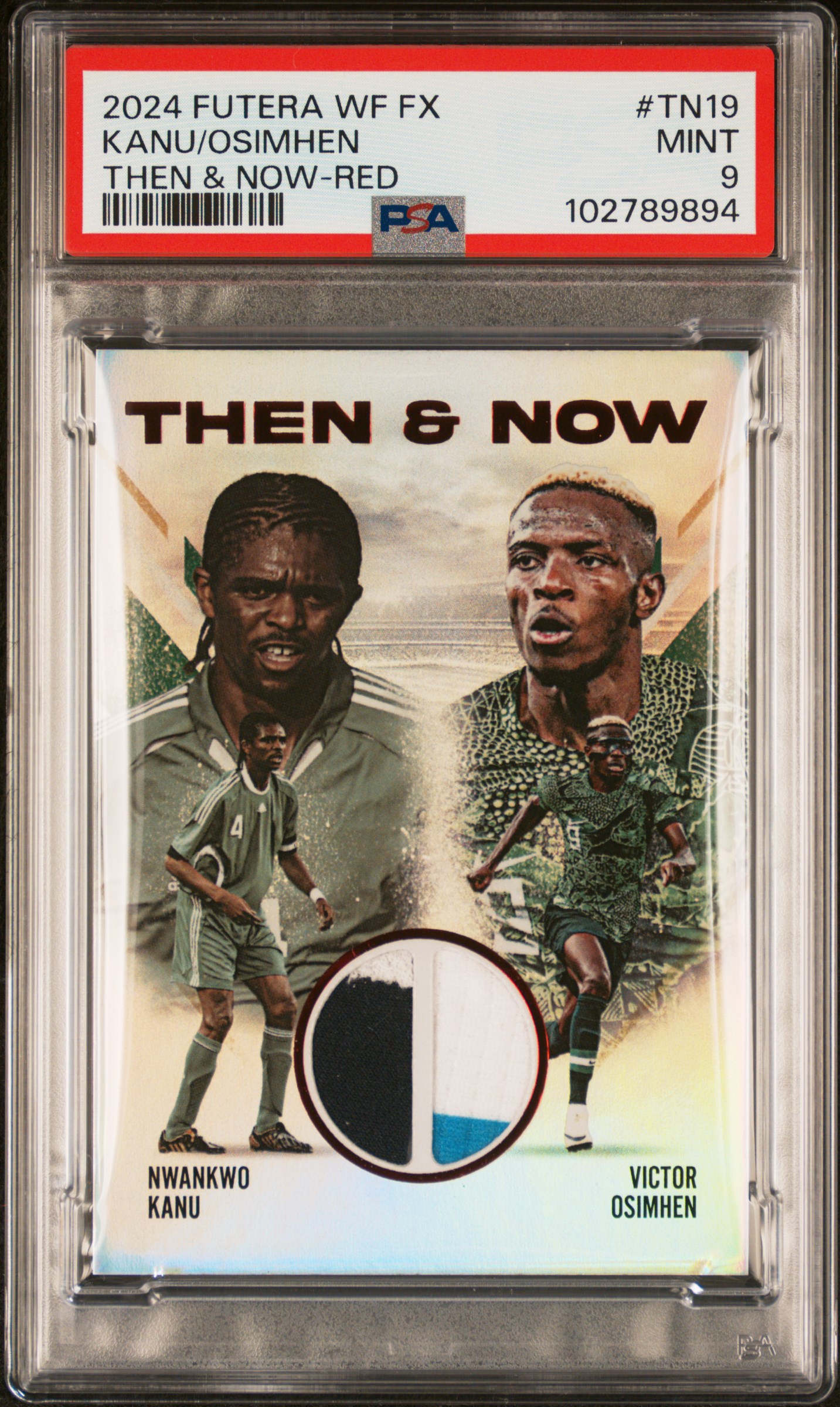 2024 Futera World Football Fx Then & Now Kanu/Osimhen #Tn19 (Then & Now-Red) Mint 9 front