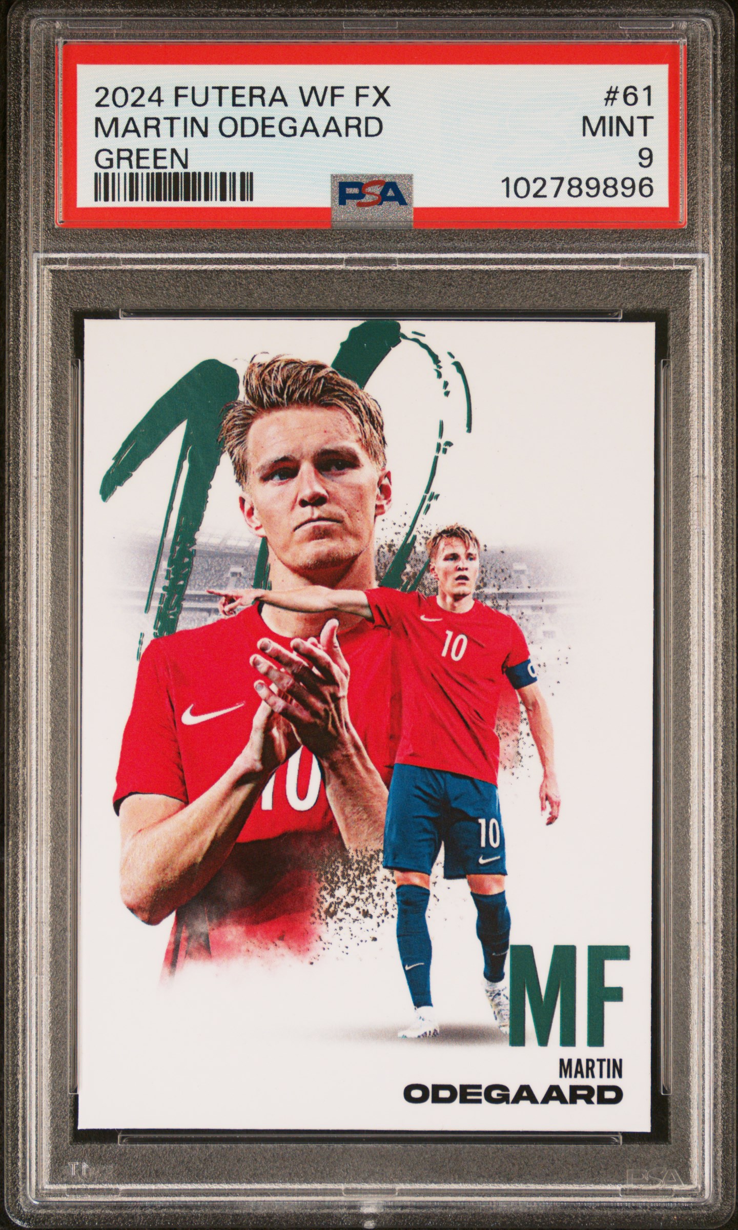 2024 Futera World Football Fx Martin Odegaard #61 (Green) Mint 9 front