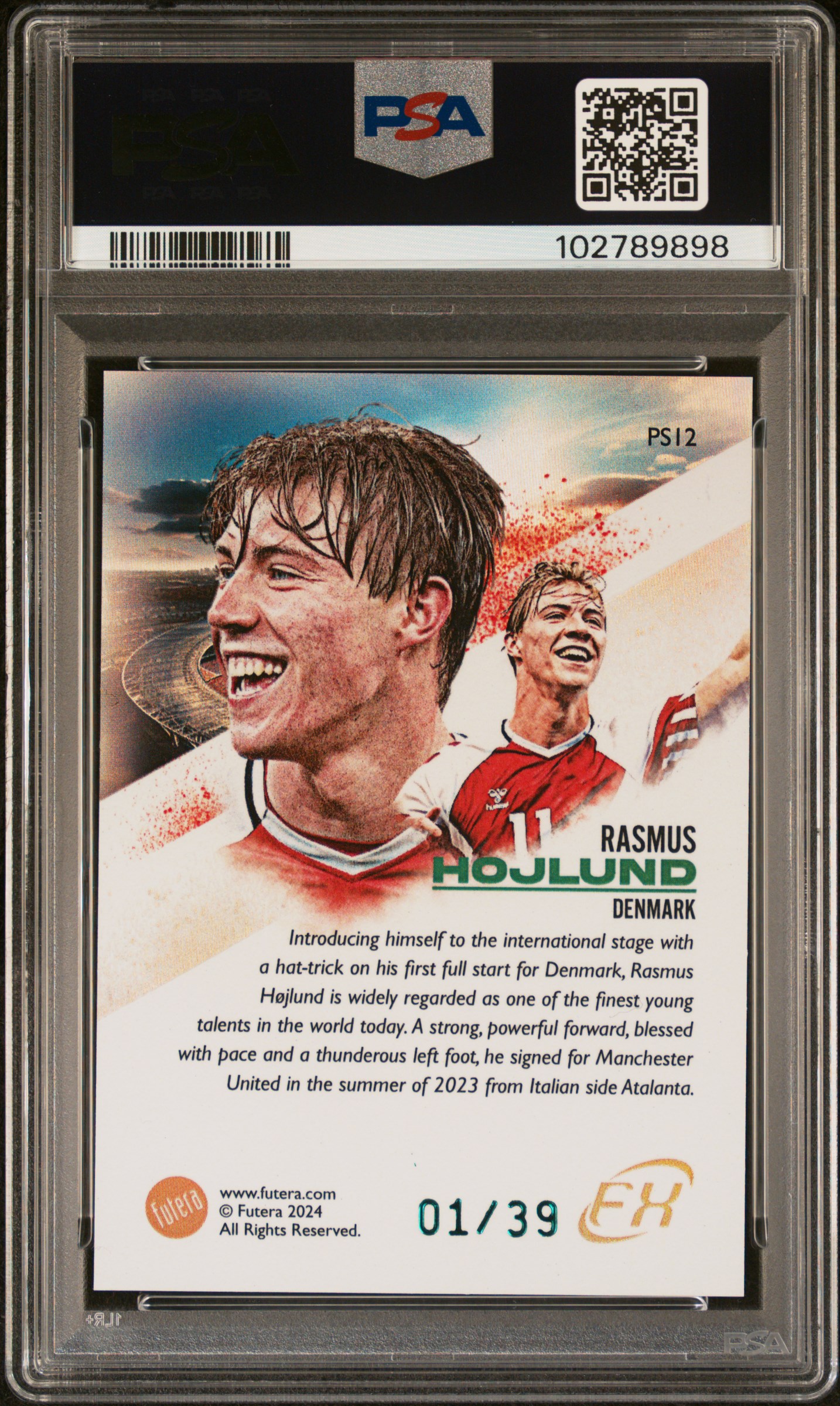 2024 Futera World Football Fx Prestige Rasmus Hojlund #Ps12 (Prestige-Green) Mint 9 back