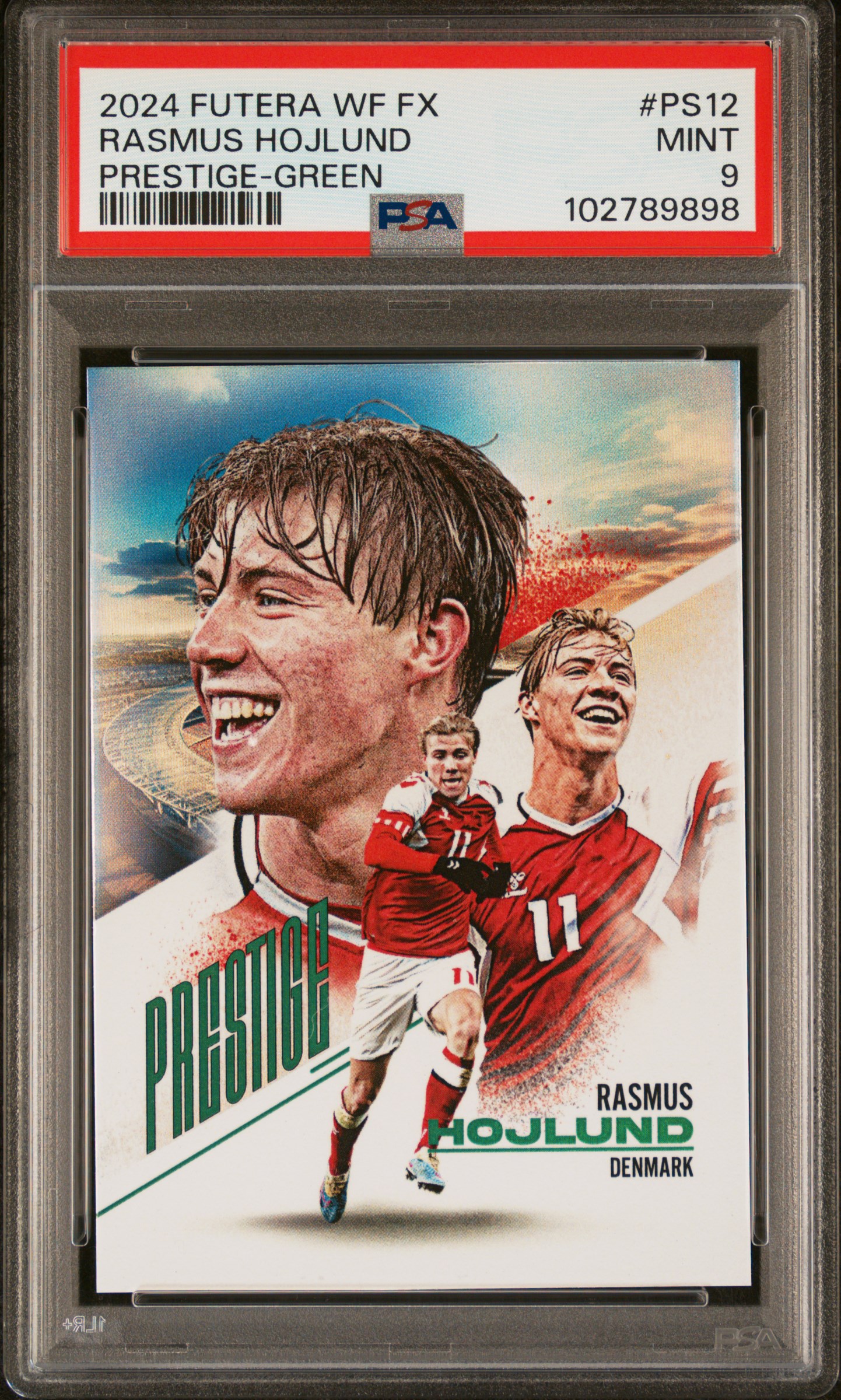 2024 Futera World Football Fx Prestige Rasmus Hojlund #Ps12 (Prestige-Green) Mint 9 front
