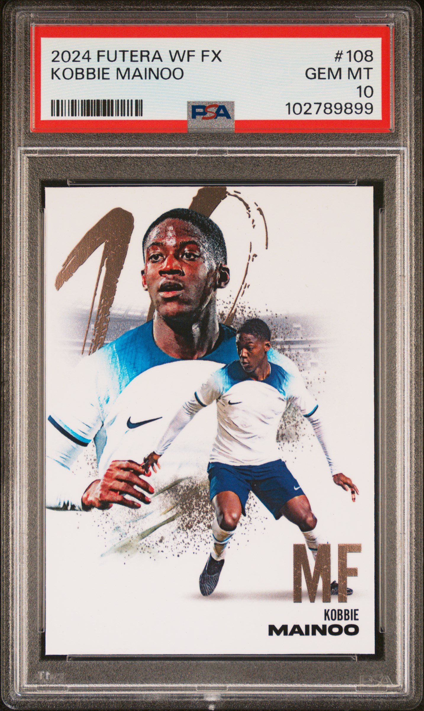 2024 Futera World Football Fx Kobbie Mainoo #108 Gem Mt 10 front