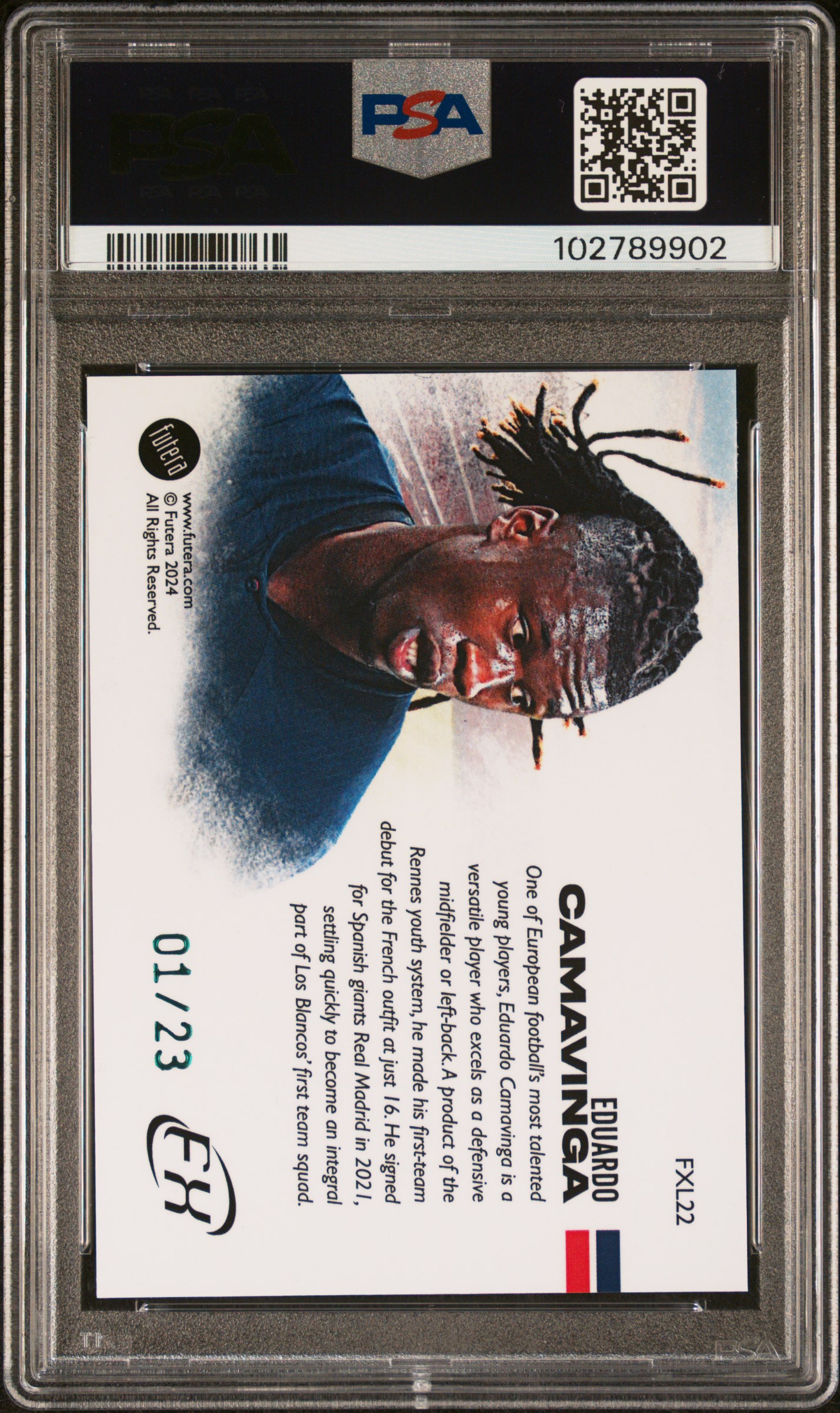 2024 Futera World Football Fx Landscape Eduardo Camavinga #Fxl22 (Landscape-Green) Gem Mt 10 back