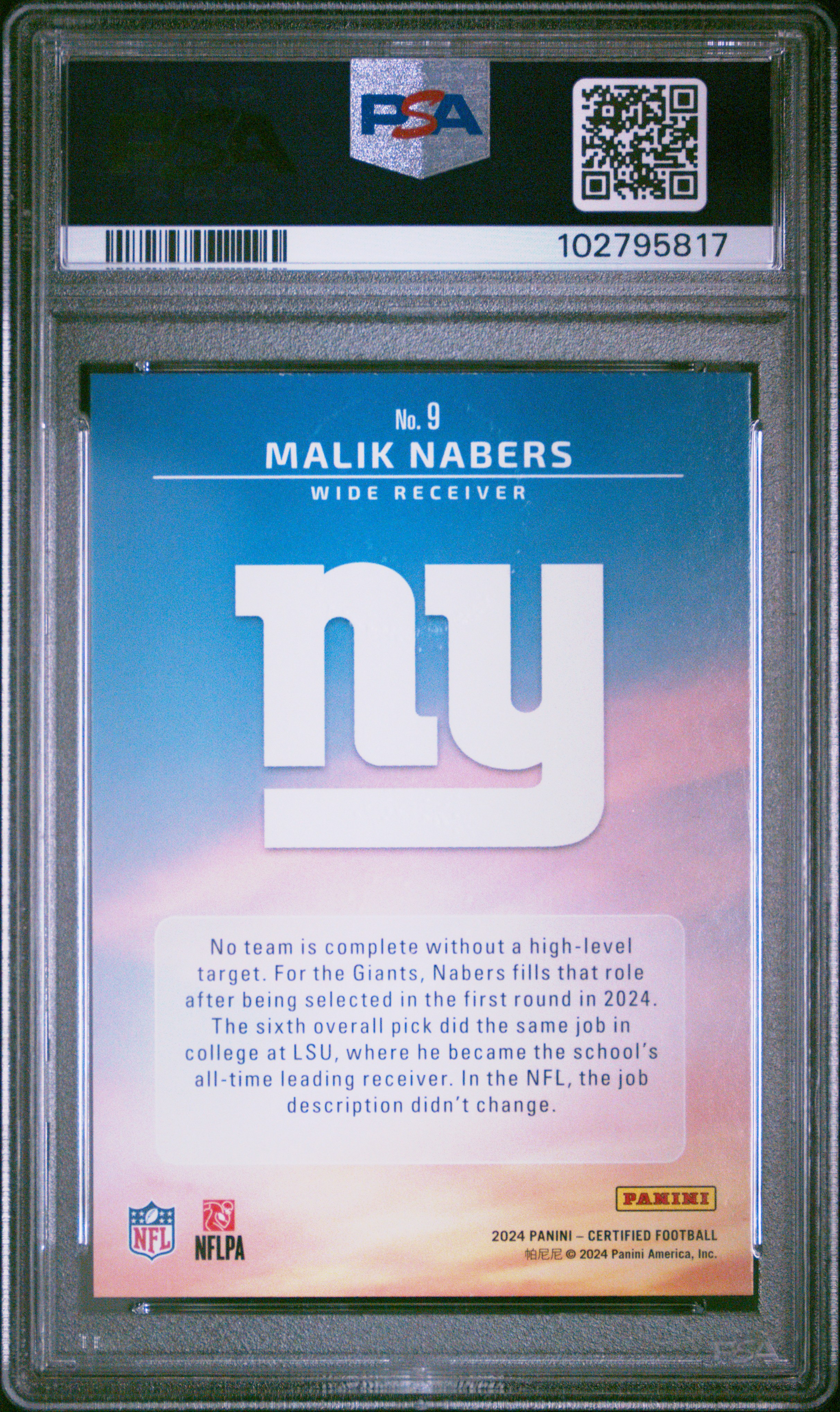 2024 Panini Certified Franchise Foundations Malik Nabers #9 Mint 9 front