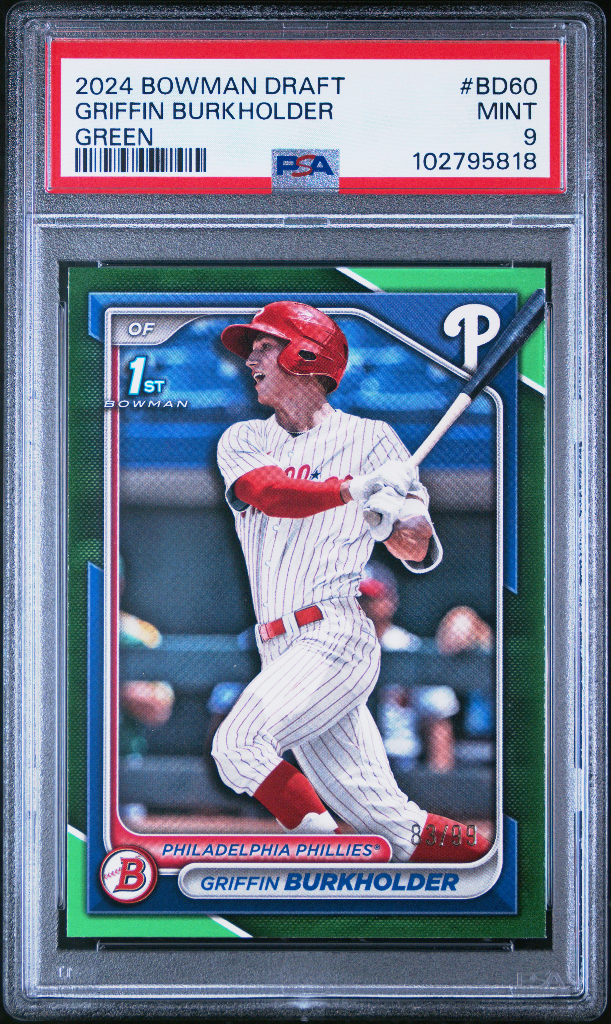 2024 Bowman Draft Griffin Burkholder #Bd60 (Green) Mint 9 back