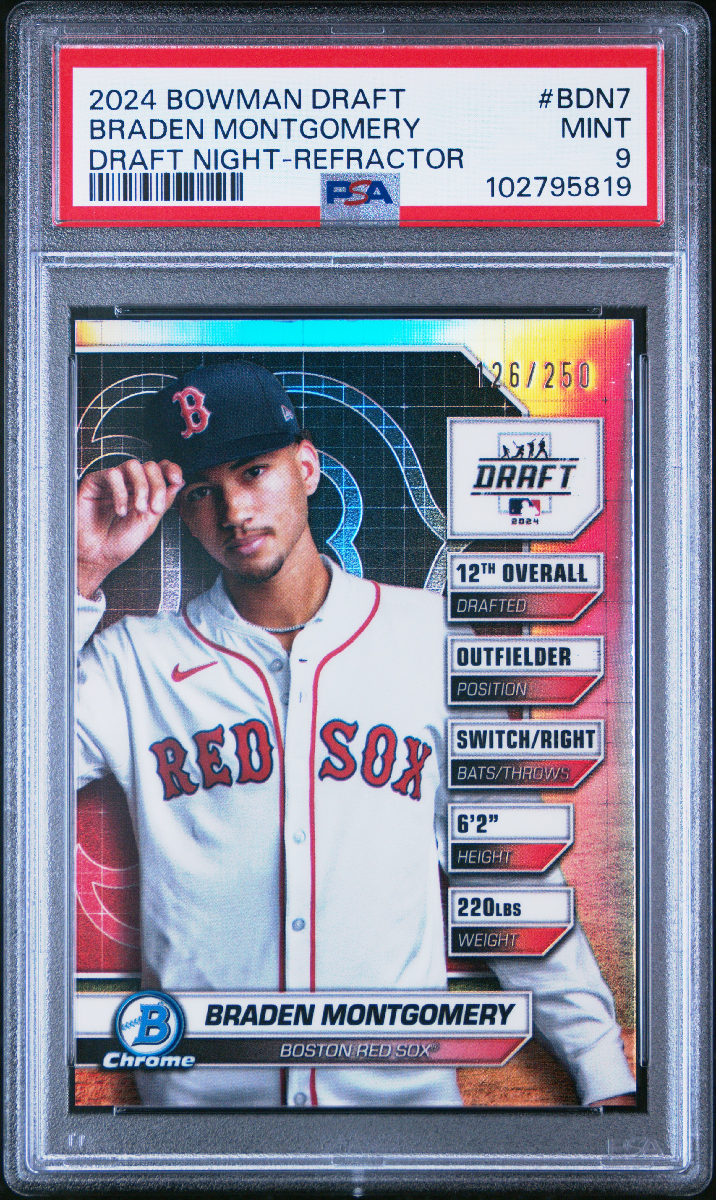 2024 Bowman Draft Bowman Draft Night Braden Montgomery #Bdn7 (Draft Night-Refractor) Mint 9 back