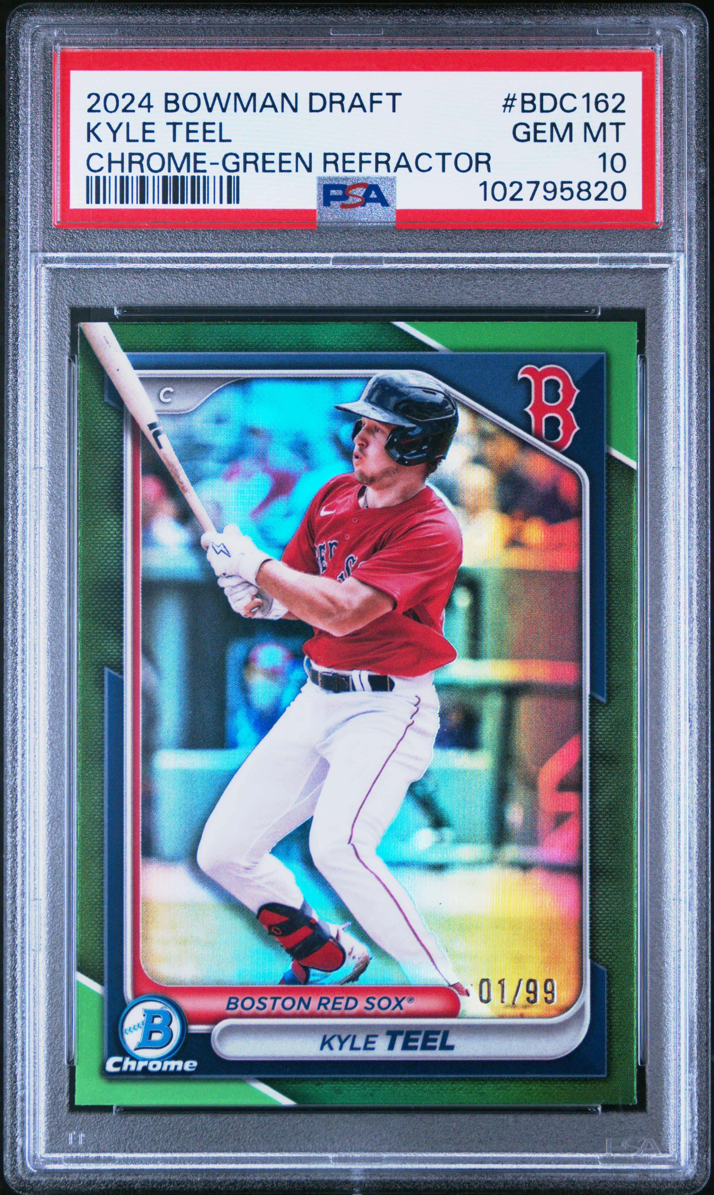 2024 Bowman Draft Kyle Teel #Bdc162 (Chrome-Green Refractor) Gem Mt 10 back