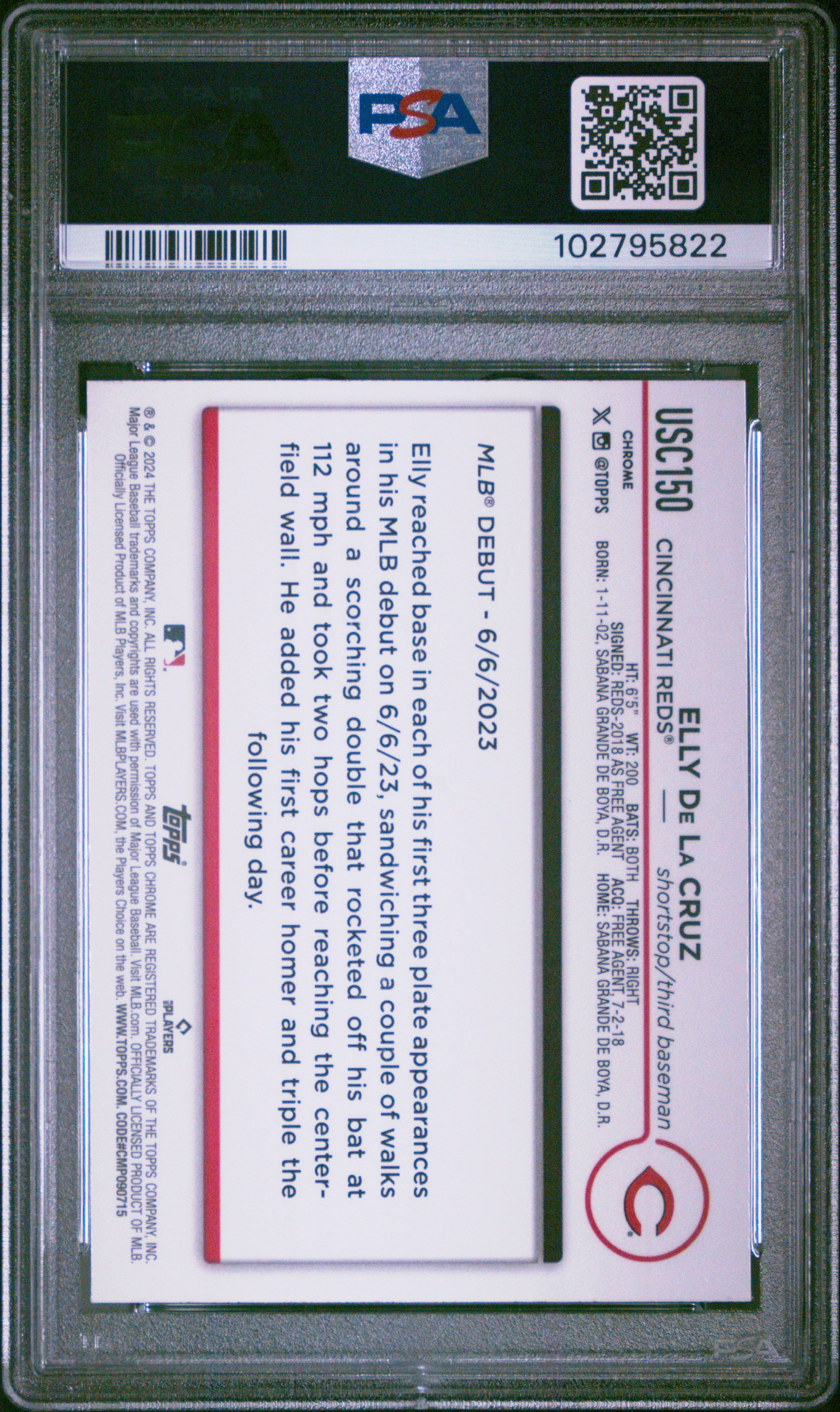 2024 Topps Chrome Update Elly De La Cruz #Usc150 (X-Fractor) Gem Mt 10 front