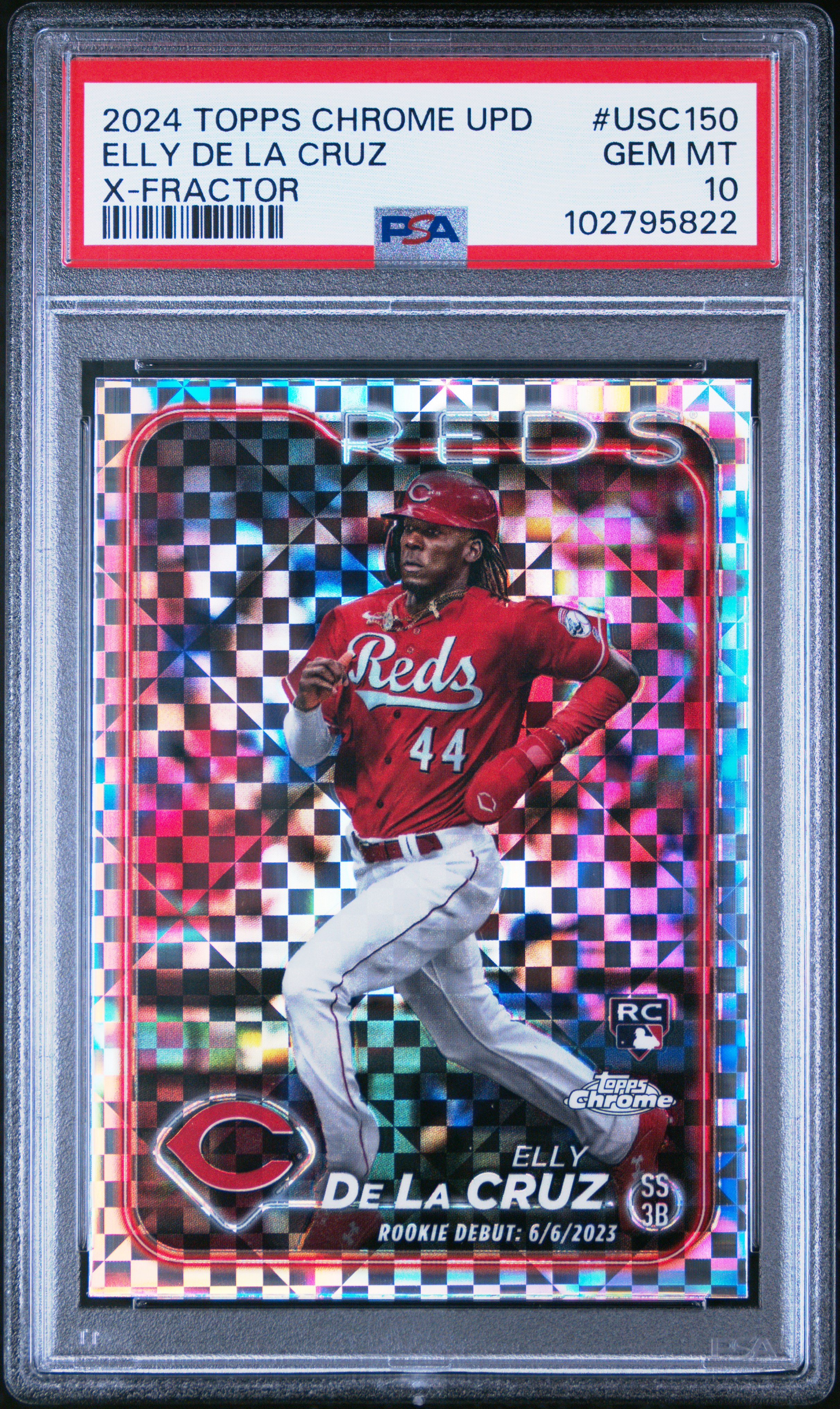 2024 Topps Chrome Update Elly De La Cruz #Usc150 (X-Fractor) Gem Mt 10 back