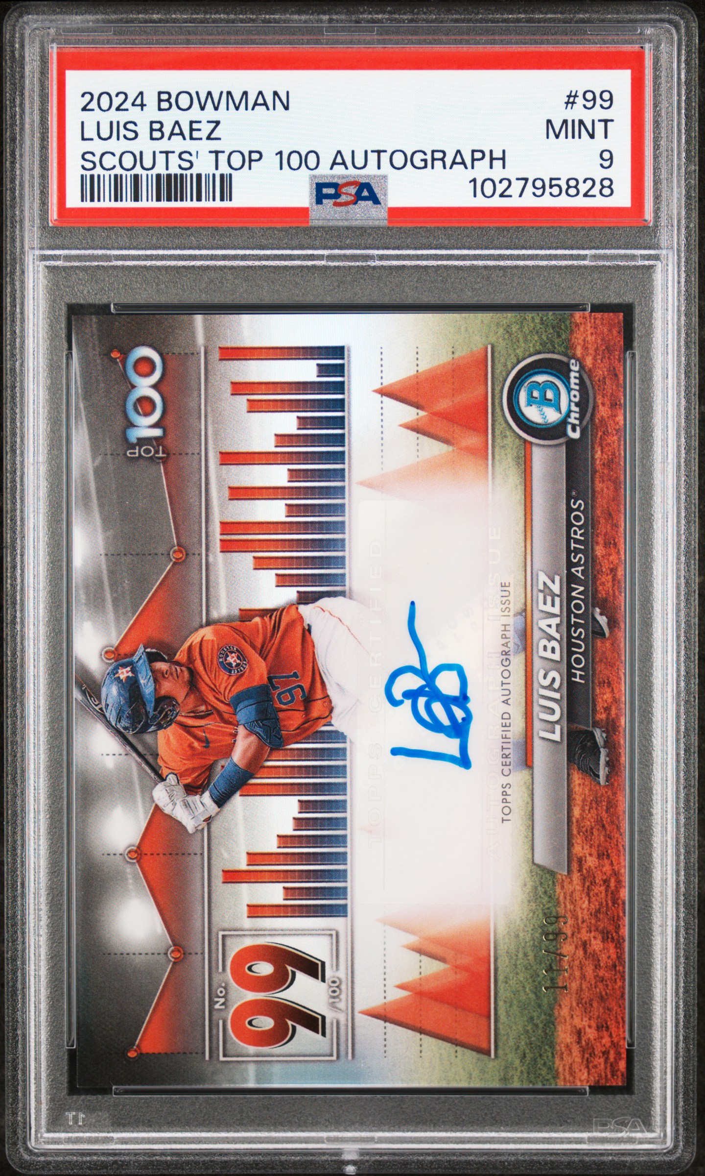 2024 Bowman Bowman Scouts' Top 100 Autographs Luis Baez #99 Mint 9 back