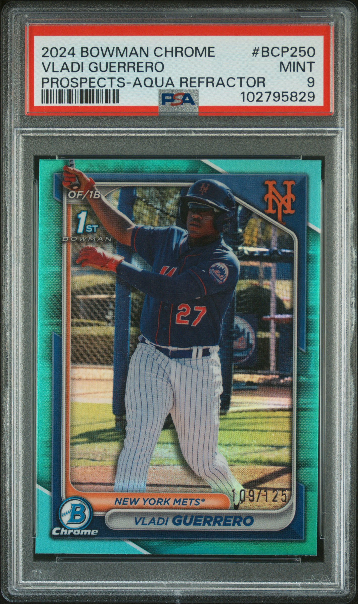 2024 Bowman Chrome Prospects Vladi Guerrero #Bcp250 (Prospects-Aqua Refractor) Mint 9 back