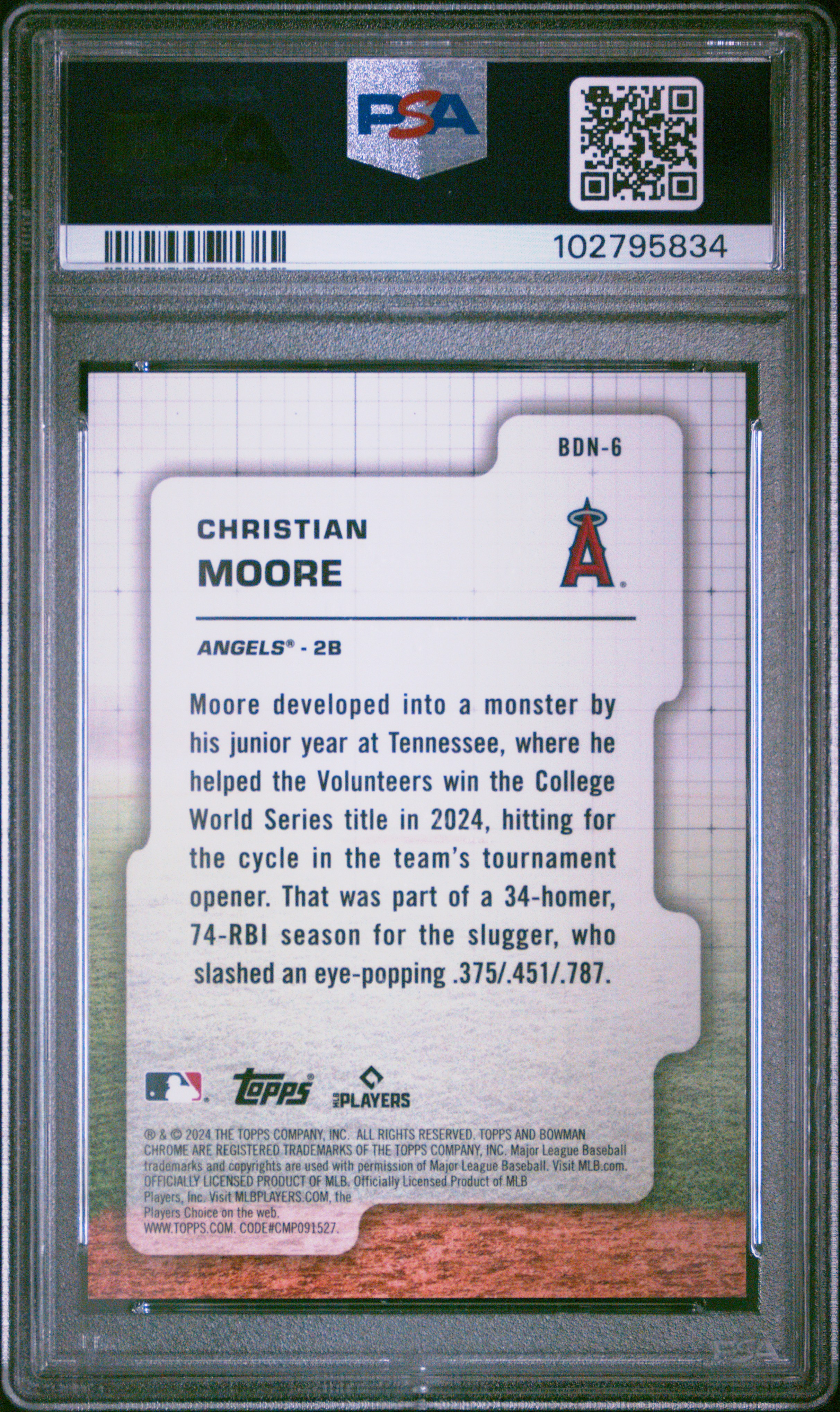 2024 Bowman Draft Bowman Draft Night Christian Moore #Bdn6 (Draft Night-Green Ref) Gem Mt 10 front