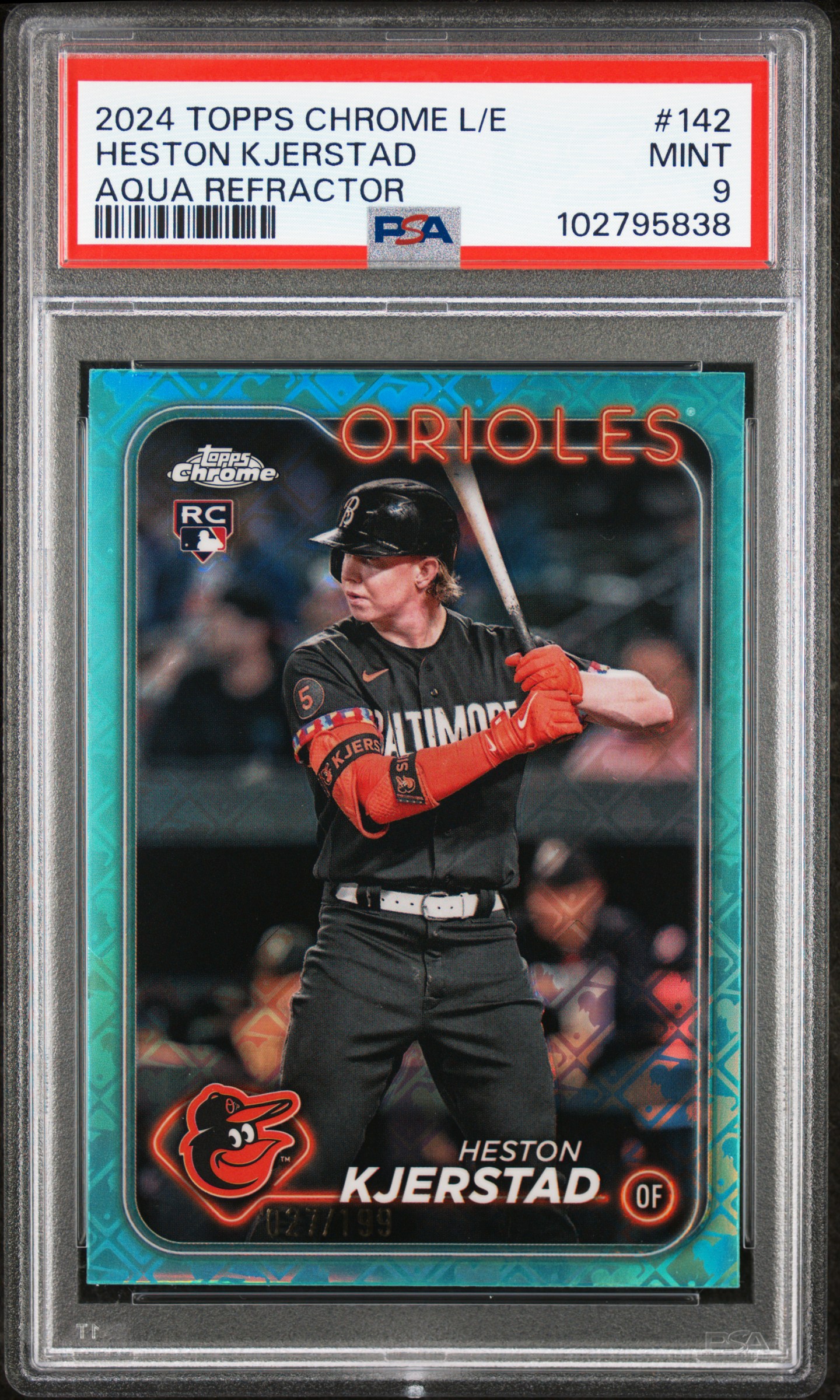 2024 Topps Chrome Logofractor Edition Heston Kjerstad #142 (Aqua Refractor) Mint 9 back