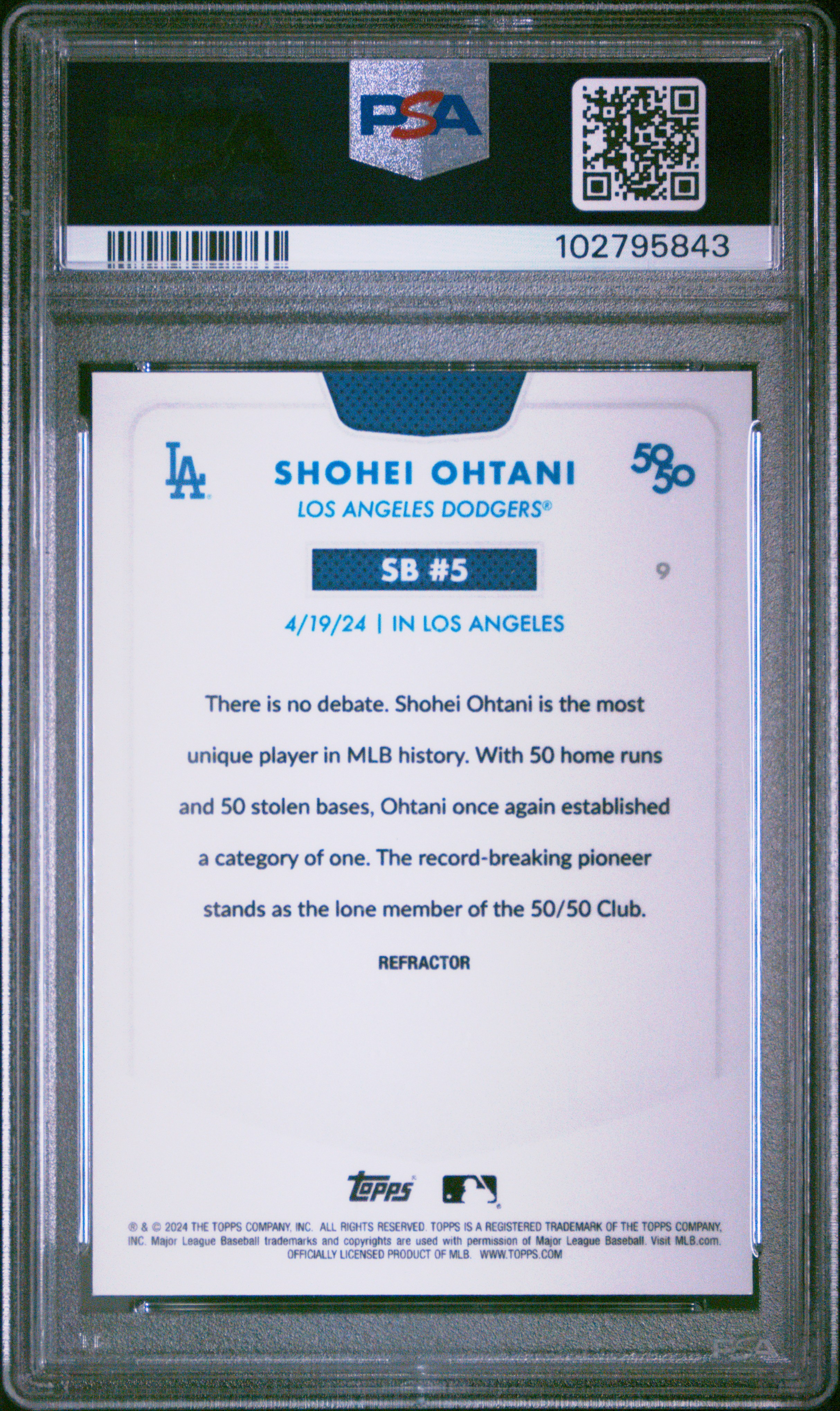 2024 Topps 50 / 50 Shohei Ohtani Shohei Ohtani #9 (Chrome-Refractor) Gem Mt 10 front