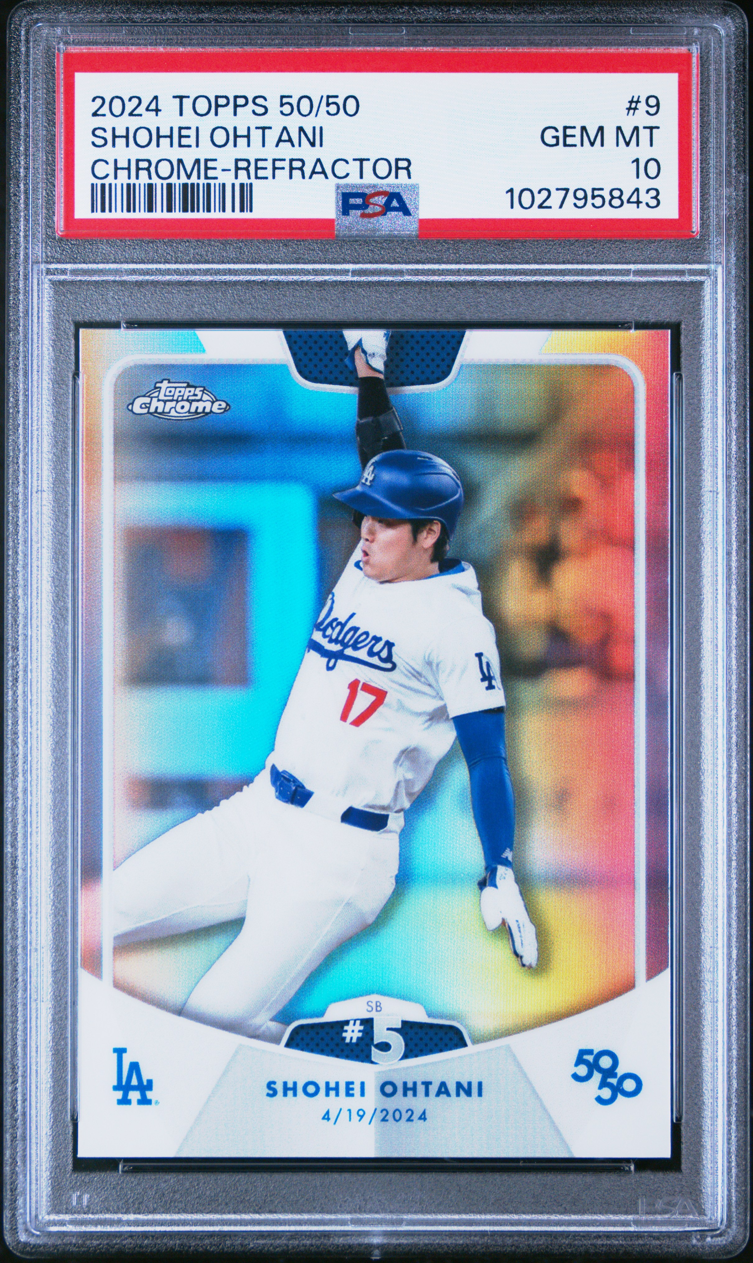 2024 Topps 50 / 50 Shohei Ohtani Shohei Ohtani #9 (Chrome-Refractor) Gem Mt 10 back