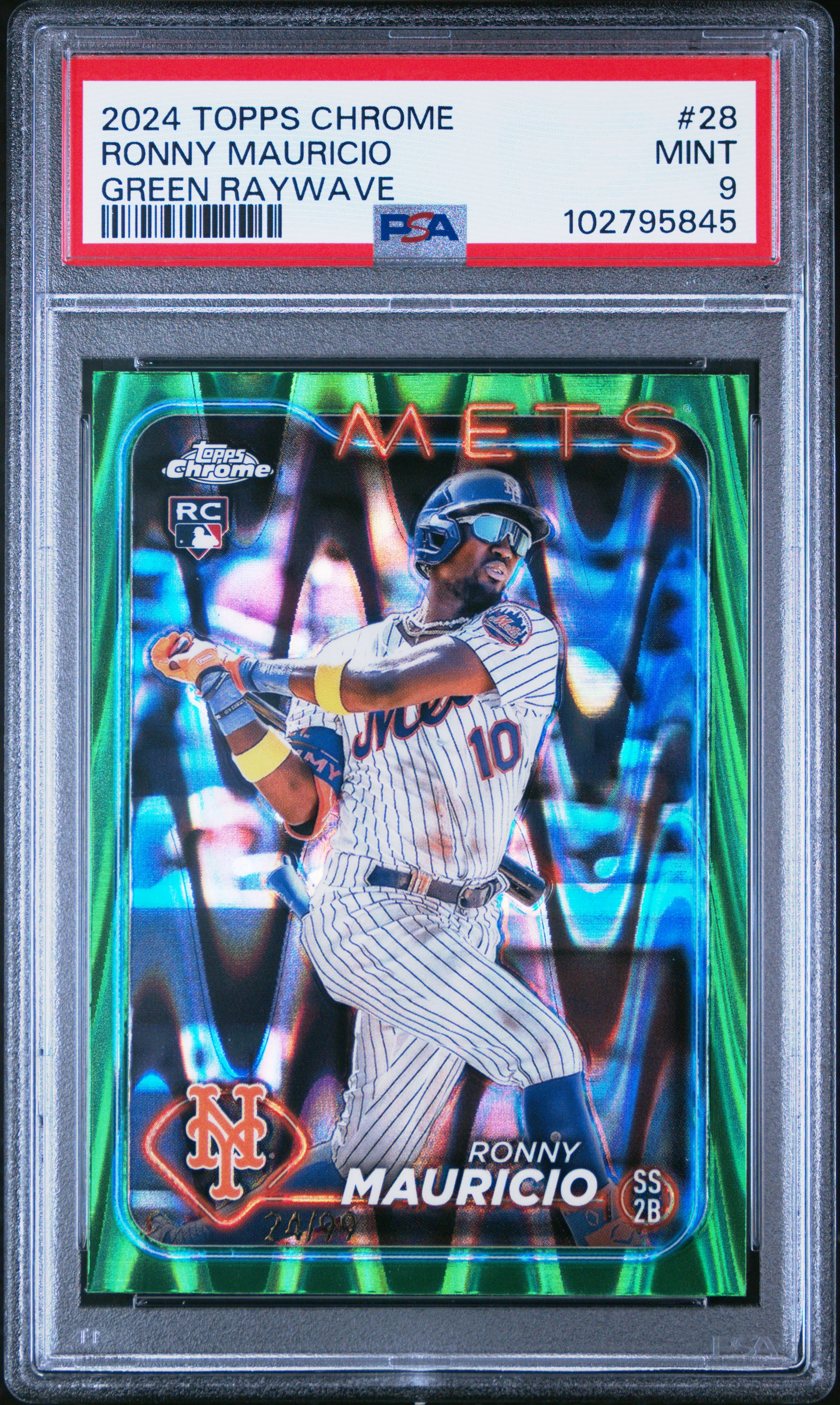 2024 Topps Chrome Ronny Mauricio #28 (Green Raywave) Mint 9 back