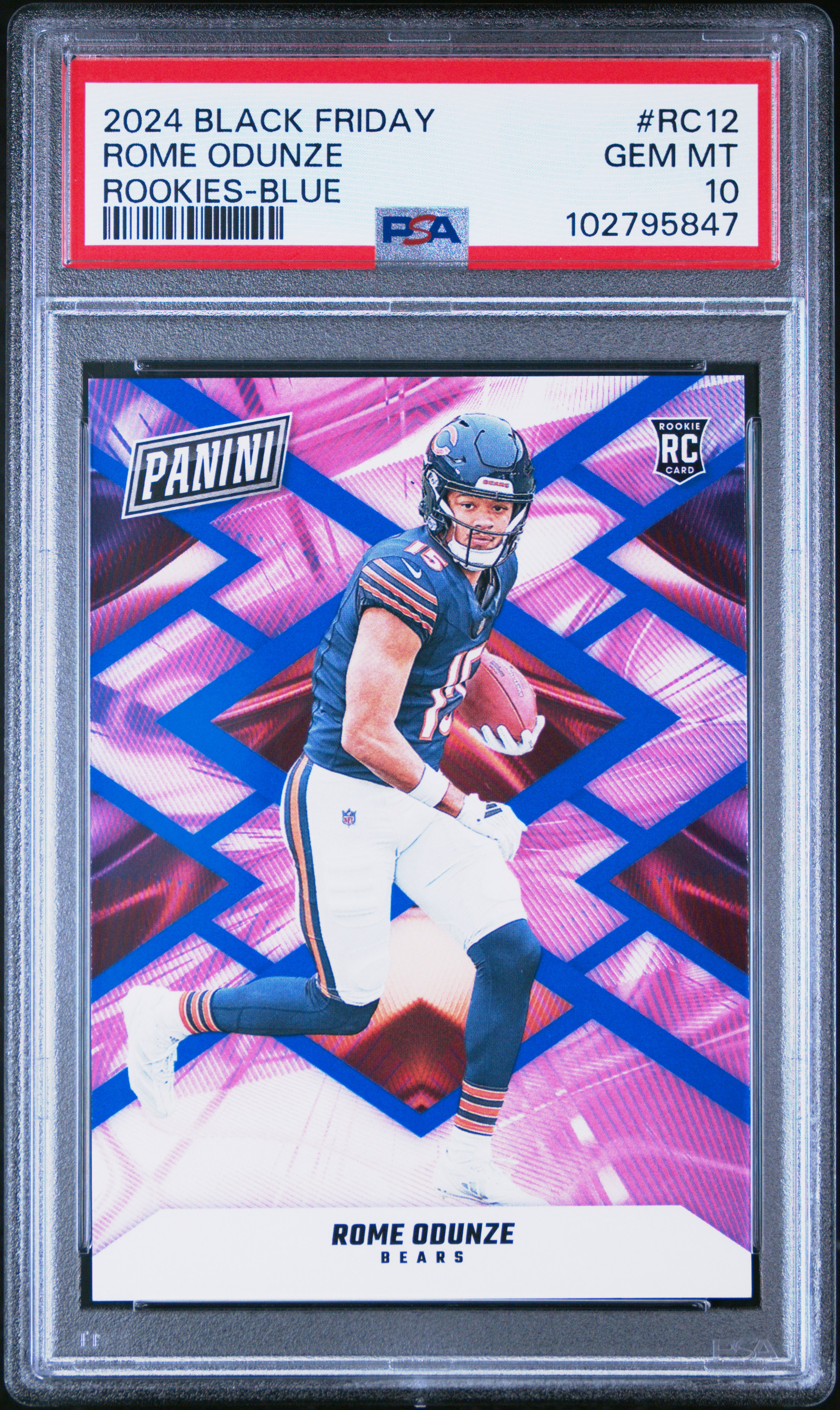 2024 Panini Black Friday Rookies Rome Odunze #Rc12 (Rookies-Blue) Gem Mt 10 back
