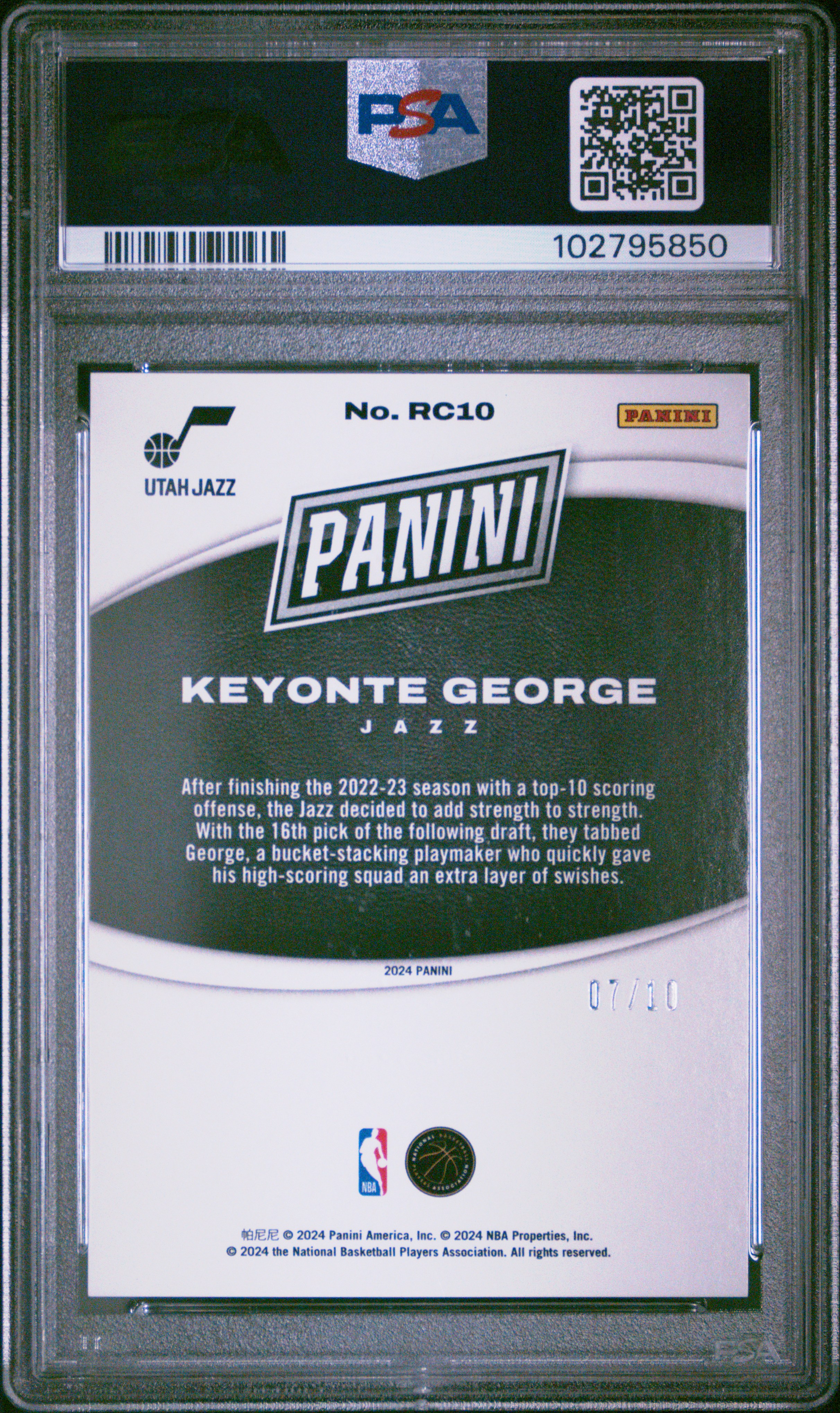 2024 Panini Black Friday Rookies Keyonte George #Rc10 (Rookies-Gold) Nm 7 front