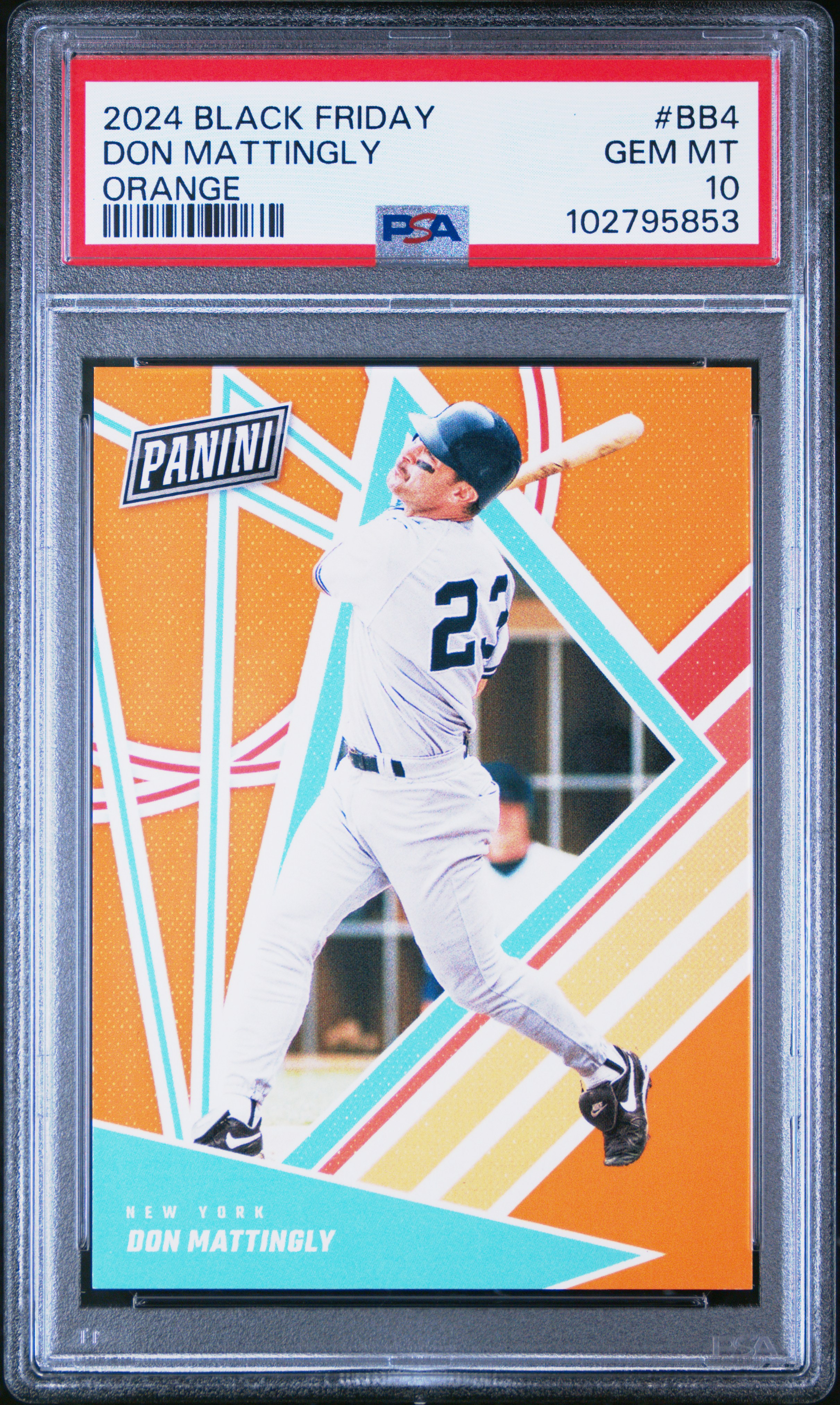 2024 Panini Black Friday Baseball Don Mattingly #Bb4 (Orange) Gem Mt 10 back