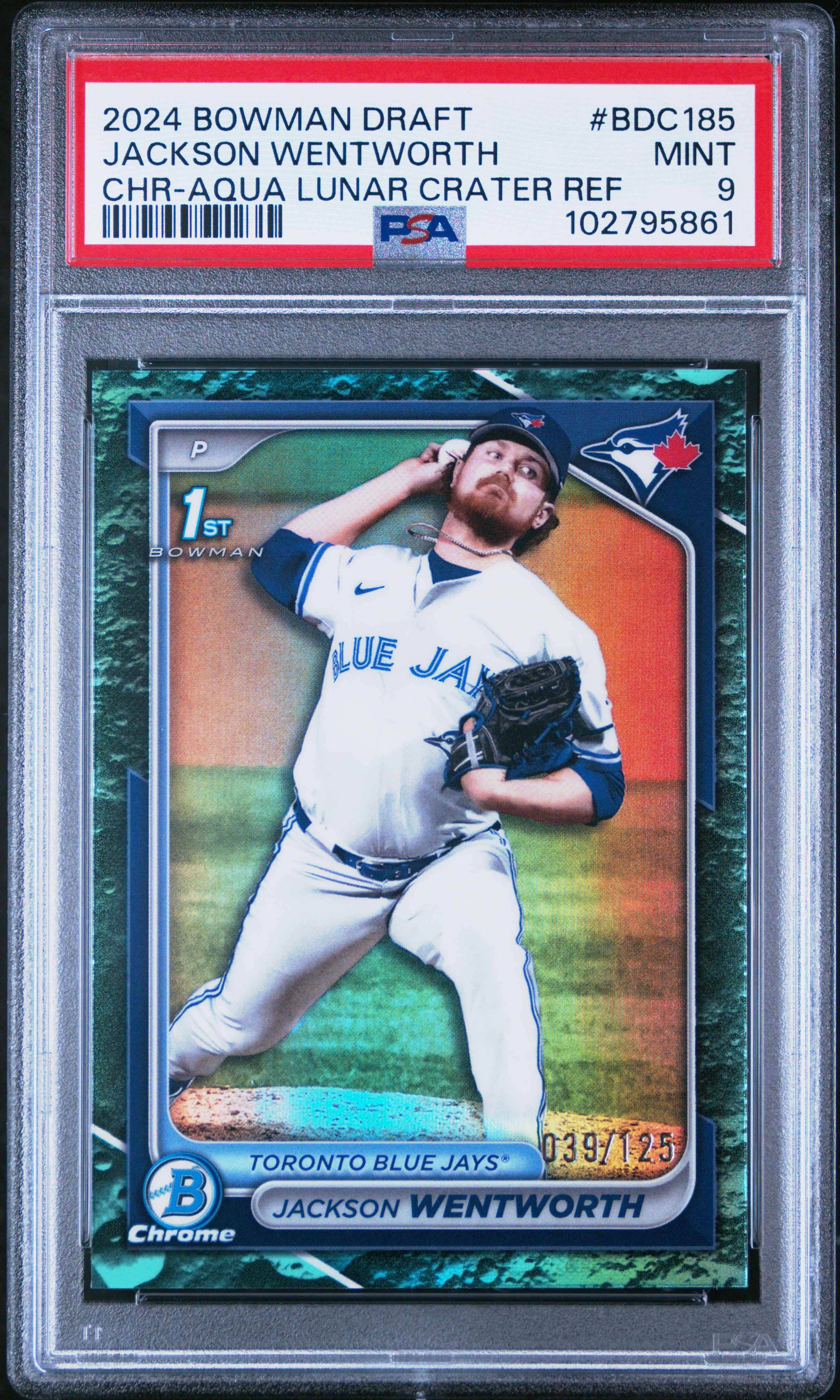 2024 Bowman Draft Jackson Wentworth #Bdc185 (Chr-Aqua Lunar Crater Ref) Mint 9 back