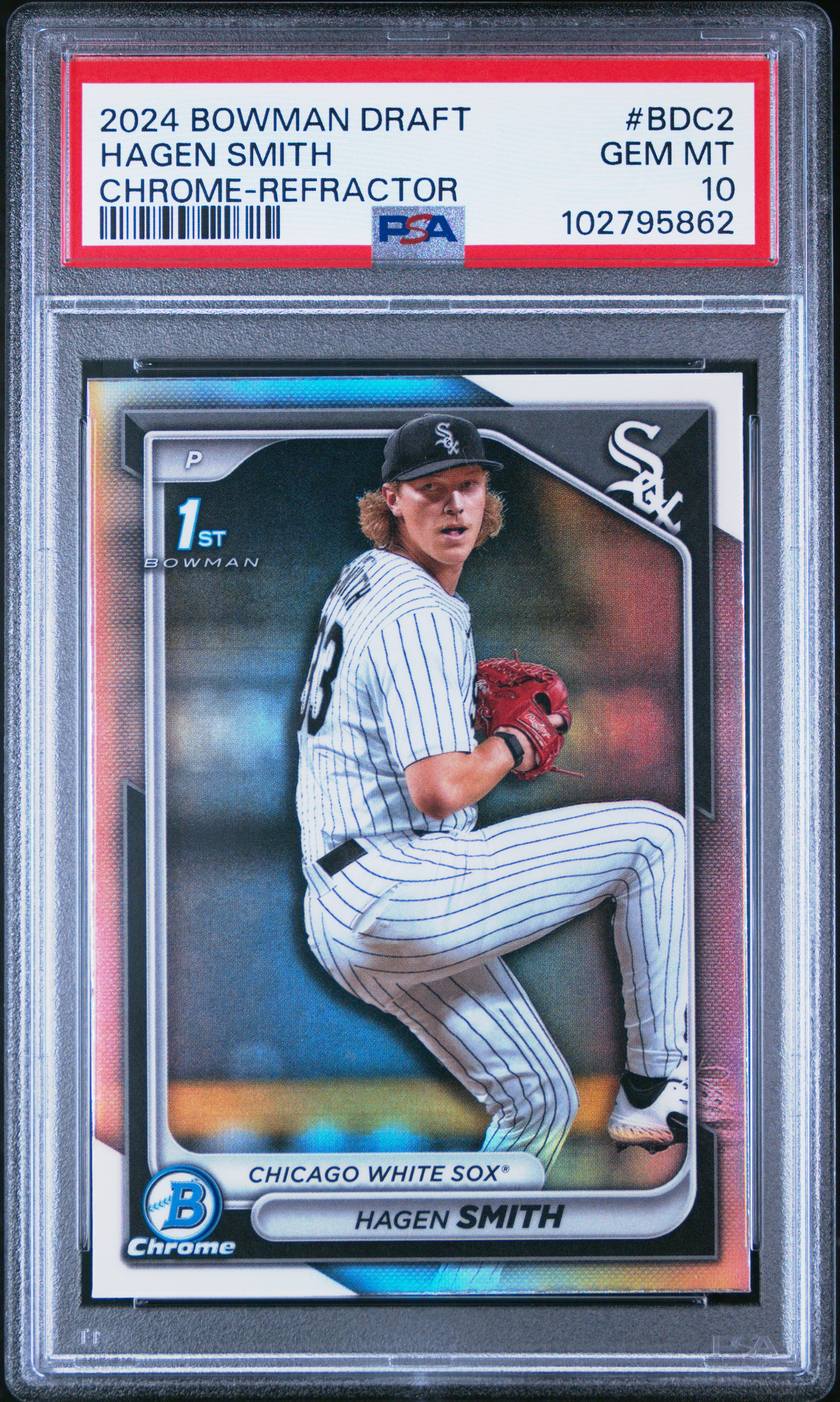 2024 Bowman Draft Hagen Smith #Bdc2 (Chrome-Refractor) Gem Mt 10 back