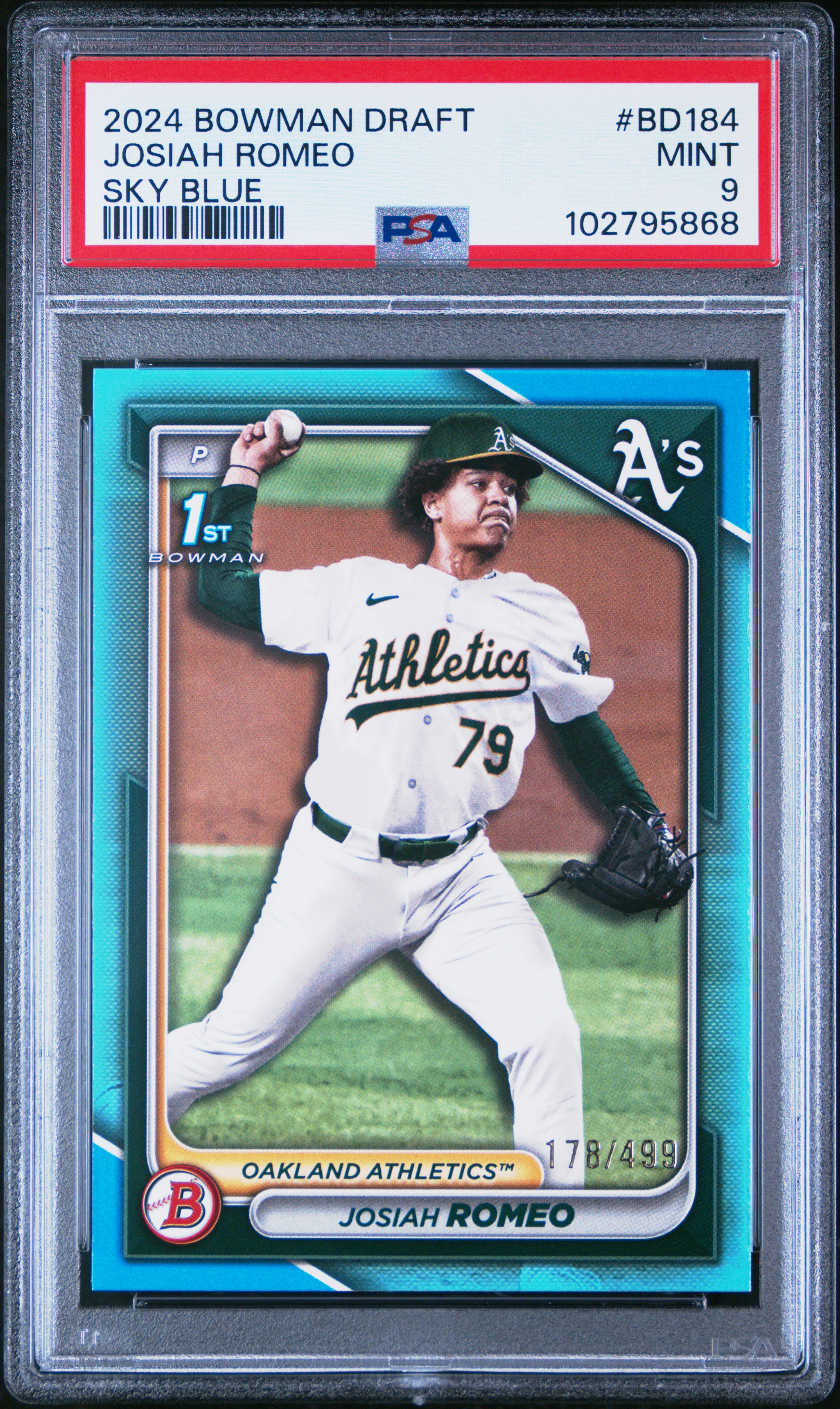 2024 Bowman Draft Josiah Romeo #Bd184 (Sky Blue) Mint 9 back