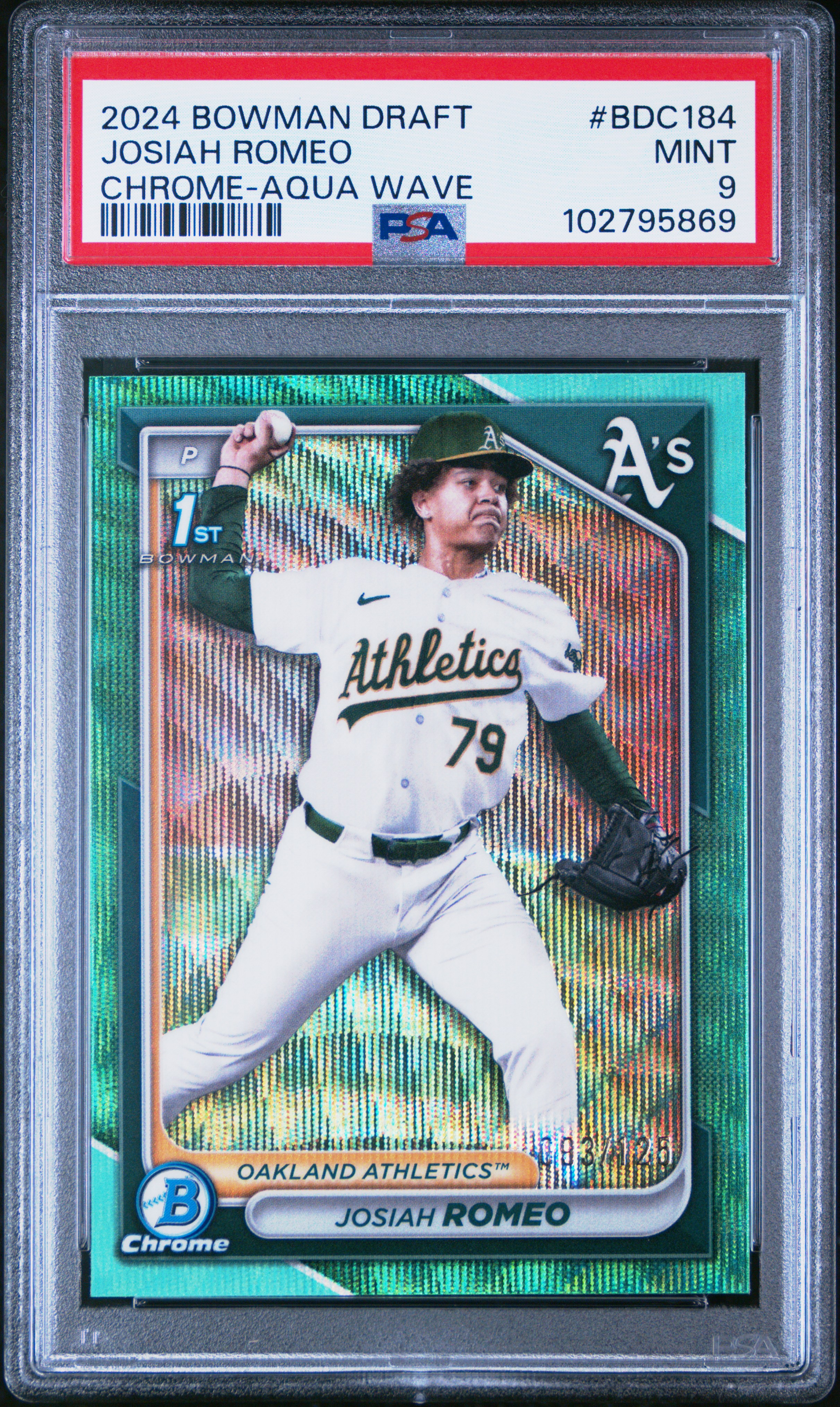 2024 Bowman Draft Josiah Romeo #Bdc184 (Chrome-Aqua Wave) Mint 9 back