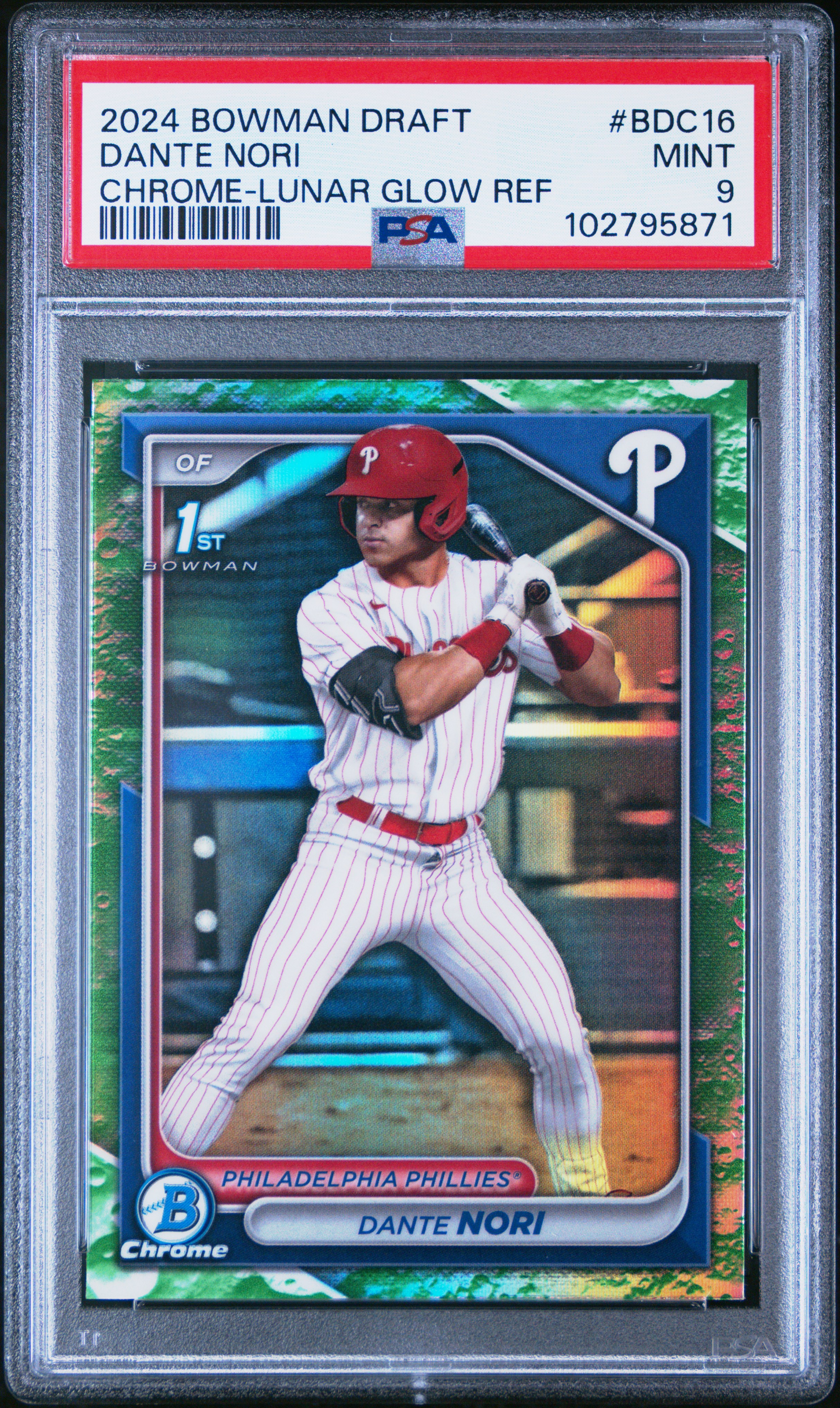 2024 Bowman Draft Dante Nori #Bdc16 (Chrome-Lunar Glow Ref) Mint 9 back