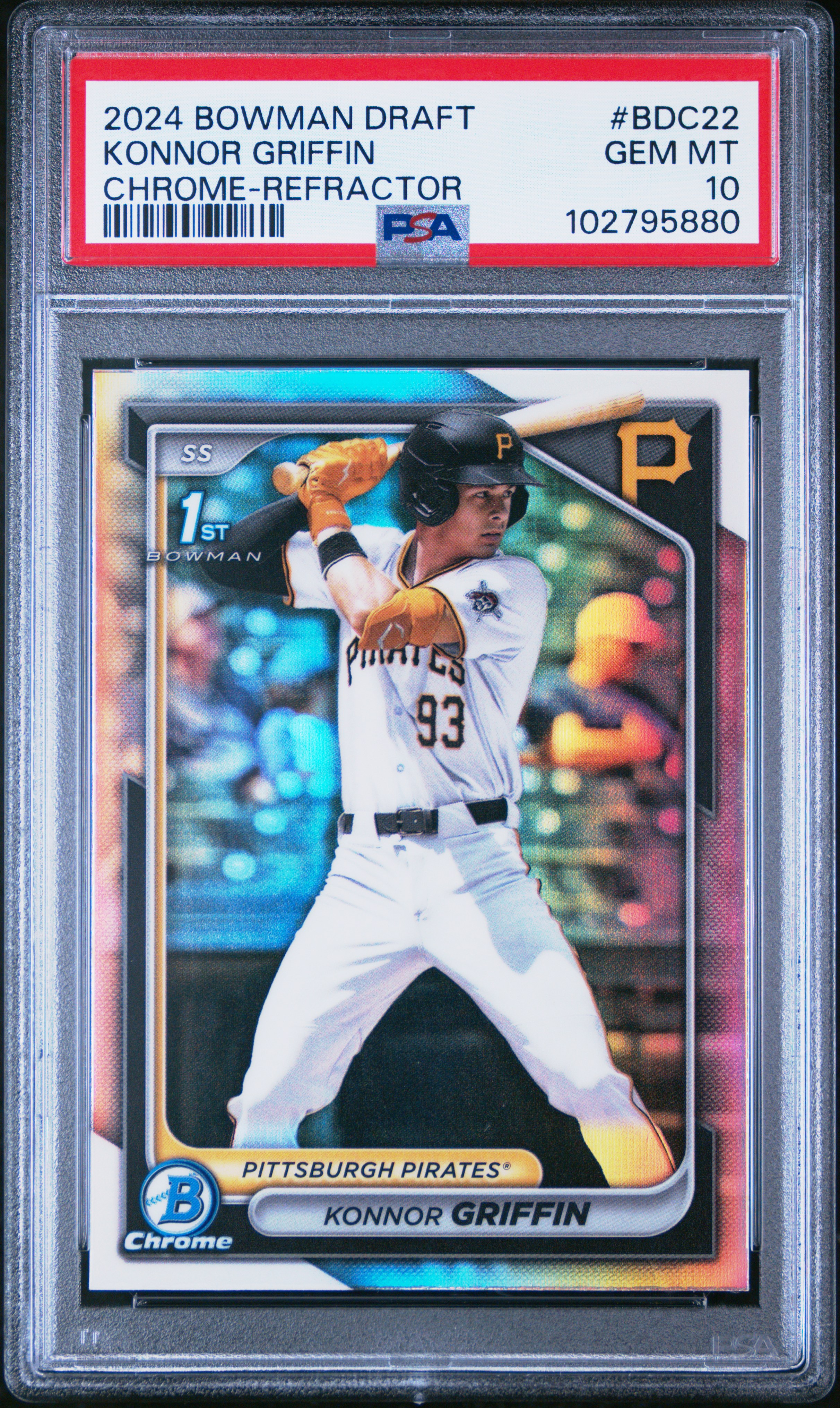 2024 Bowman Draft Konnor Griffin #Bdc22 (Chrome-Refractor) Gem Mt 10 back