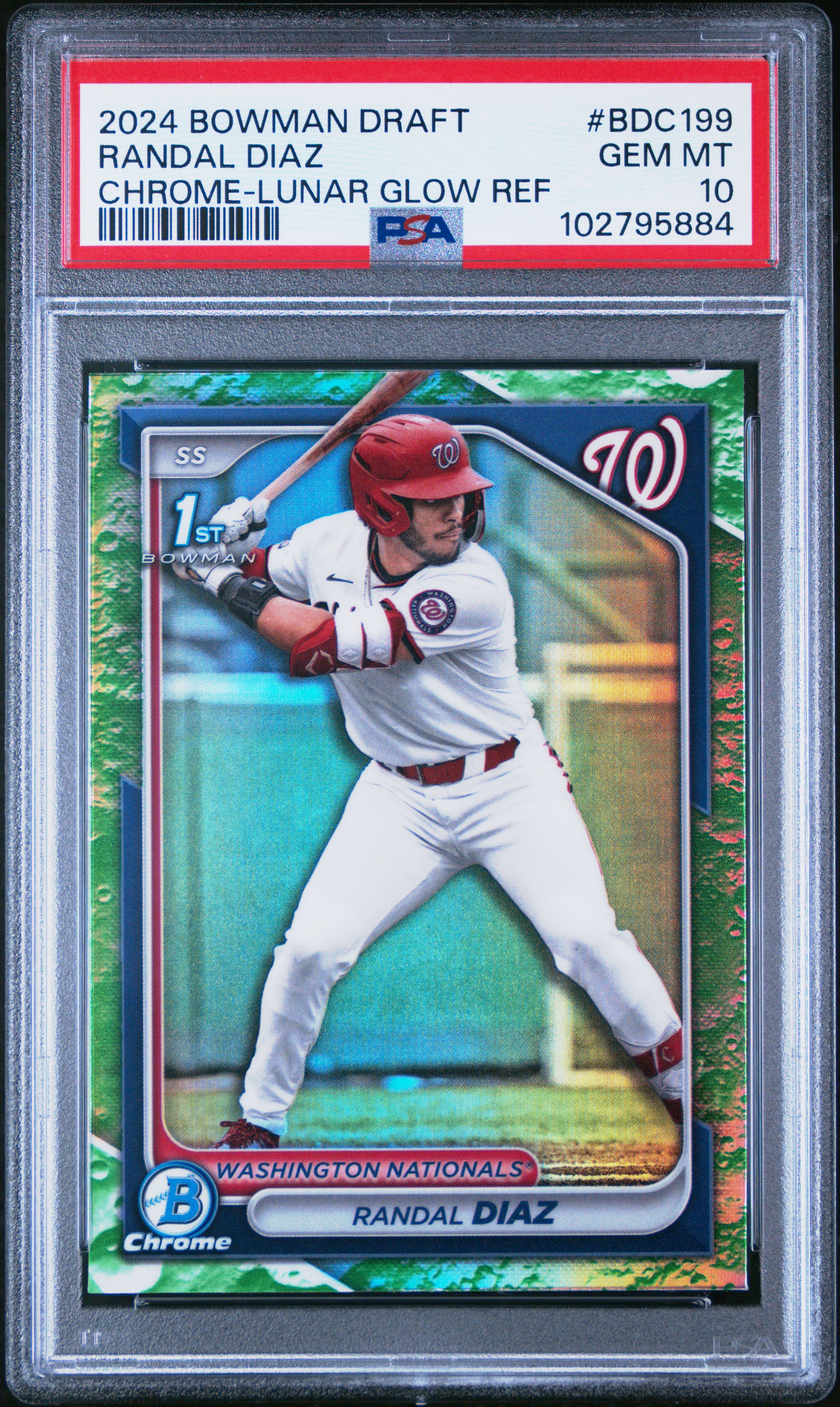 2024 Bowman Draft Randal Diaz #Bdc199 (Chrome-Lunar Glow Ref) Gem Mt 10 back