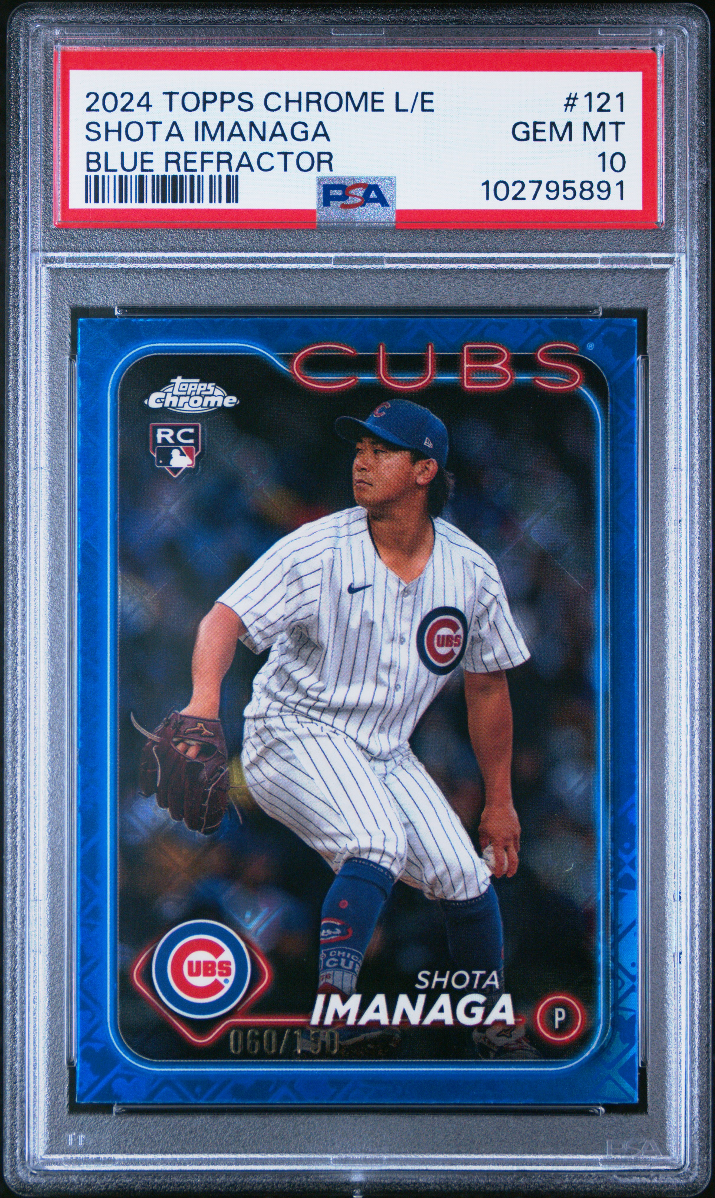 2024 Topps Chrome Logofractor Edition Shota Imanaga #121 (Blue Refractor) Gem Mt 10 back