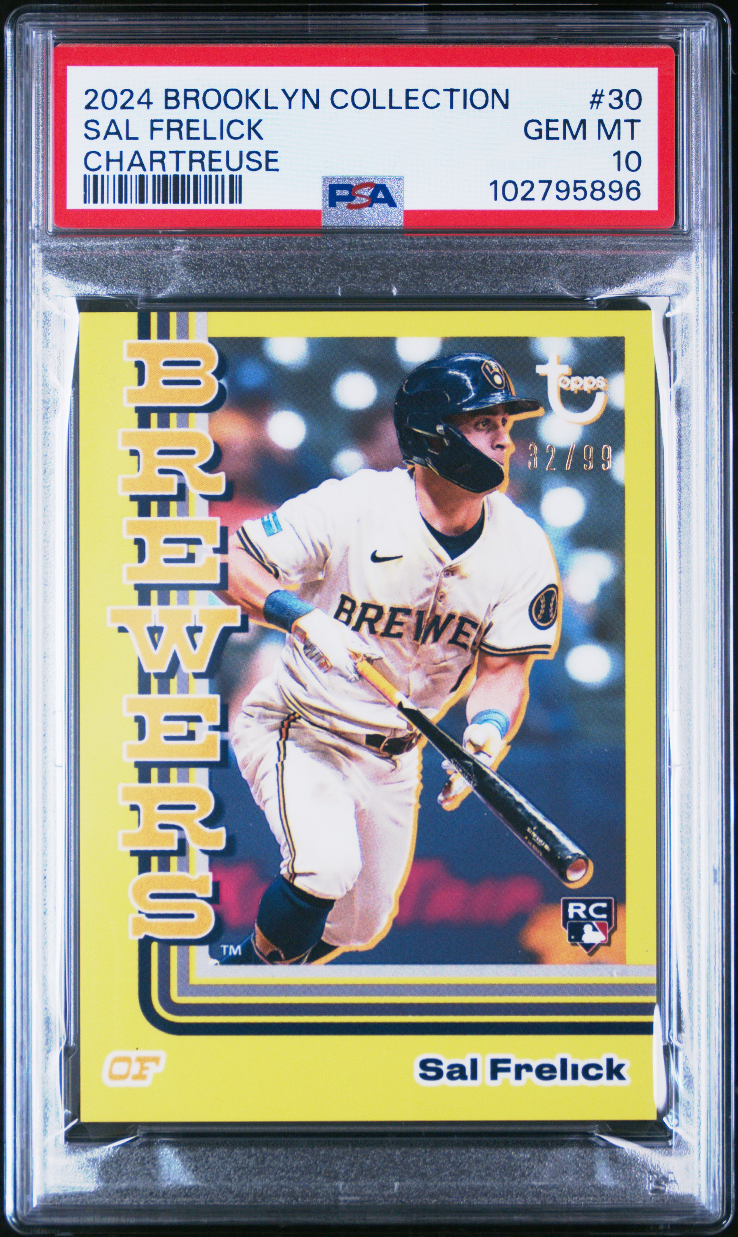 2024 Topps Brooklyn Collection Sal Frelick #30 (Chartreuse) Gem Mt 10 back