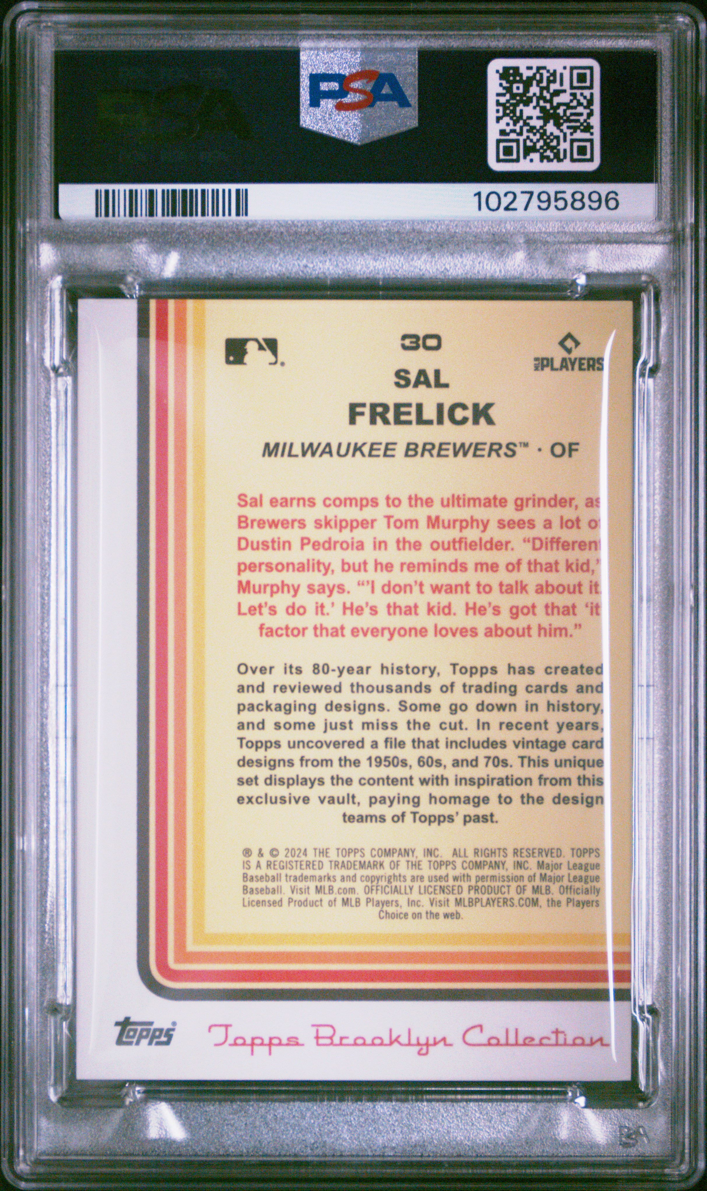 2024 Topps Brooklyn Collection Sal Frelick #30 (Chartreuse) Gem Mt 10 front