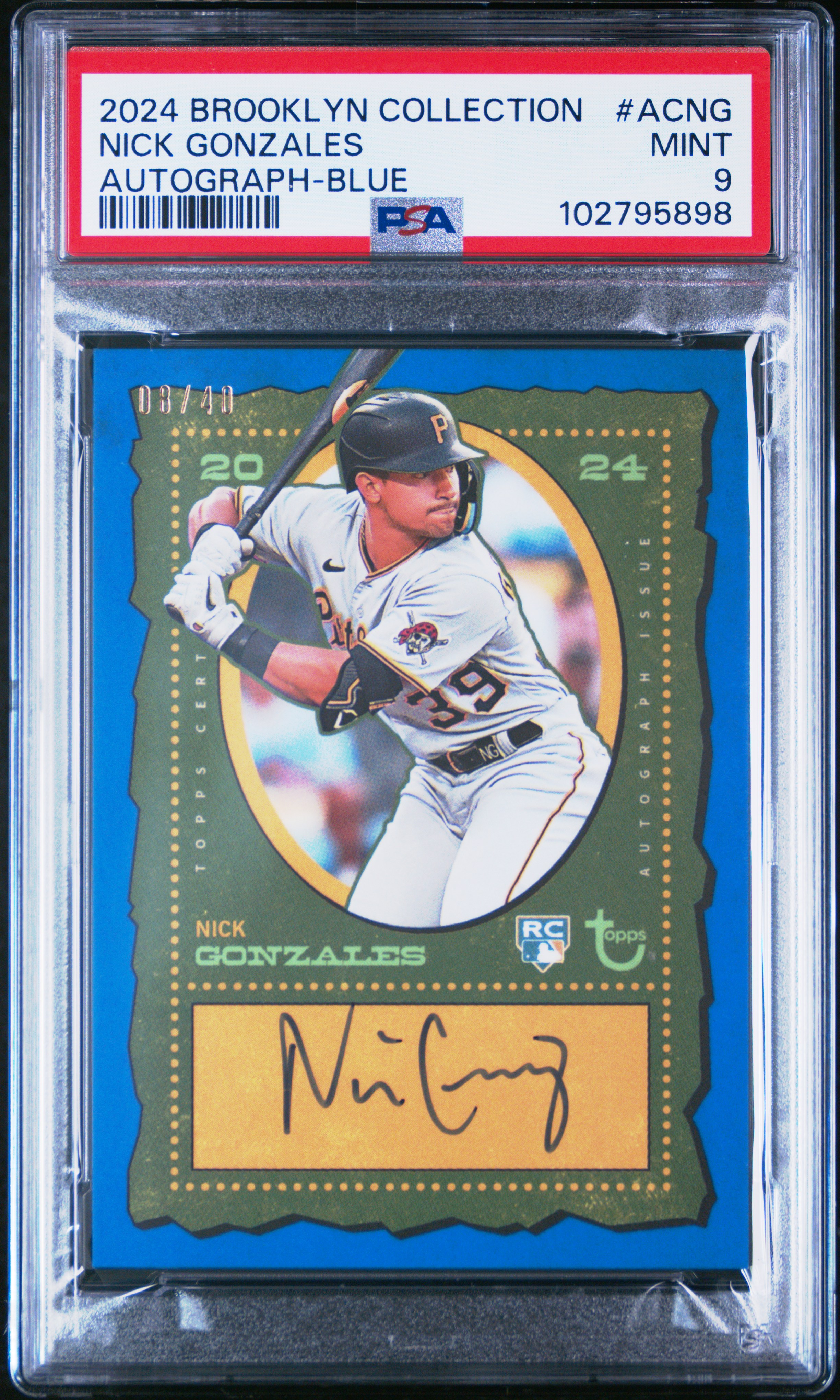 2024 Topps Brooklyn Collection Autographs Nick Gonzales #Ng (Autograph-Blue) Mint 9 back