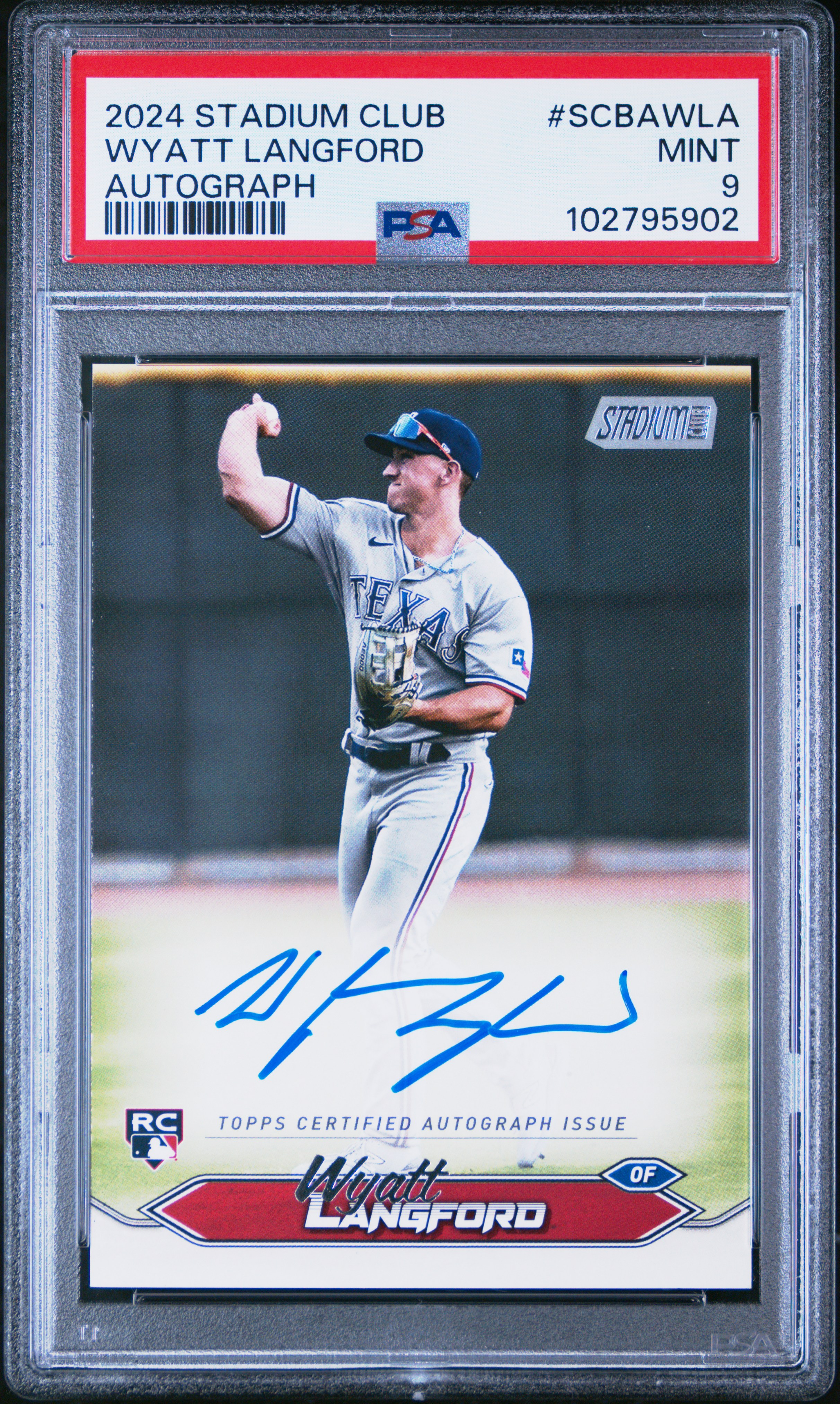 2024 Topps Stadium Club Base Autographs Wyatt Langford #Scbawla Mint 9 back