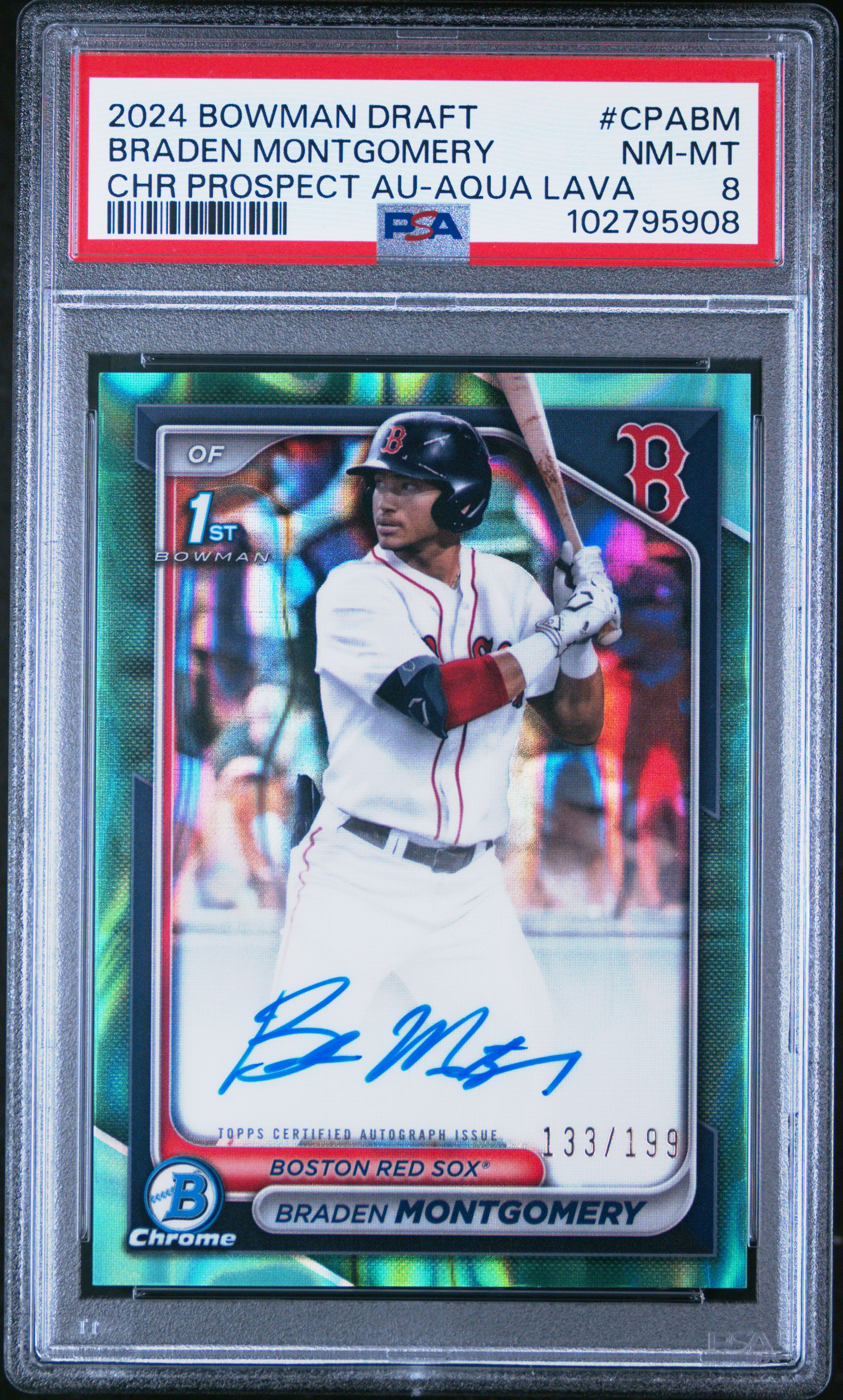 2024 Bowman Draft Chrome Prospect Autographs Braden Montgomery #Cpabm (Chr Prospect Au-Aqua Lava) Nm-Mt 8 back