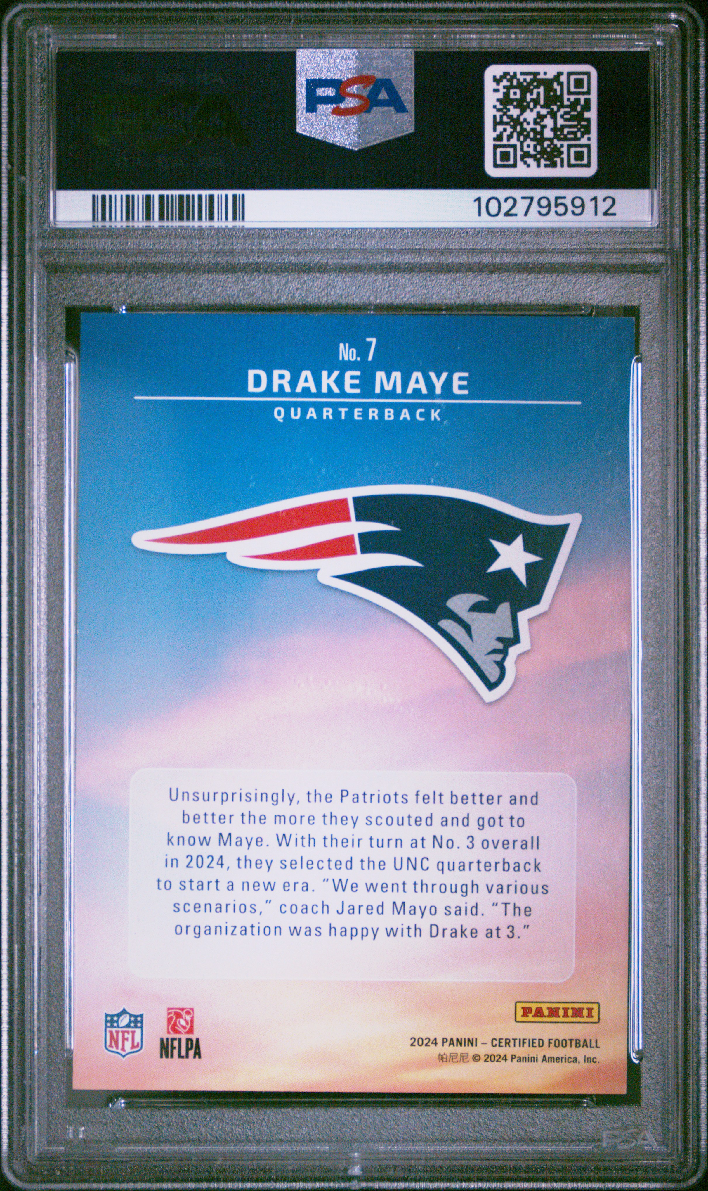 2024 Panini Certified Franchise Foundations Drake Maye #7 (Franchise Found-Mirror Pink) Mint 9 front