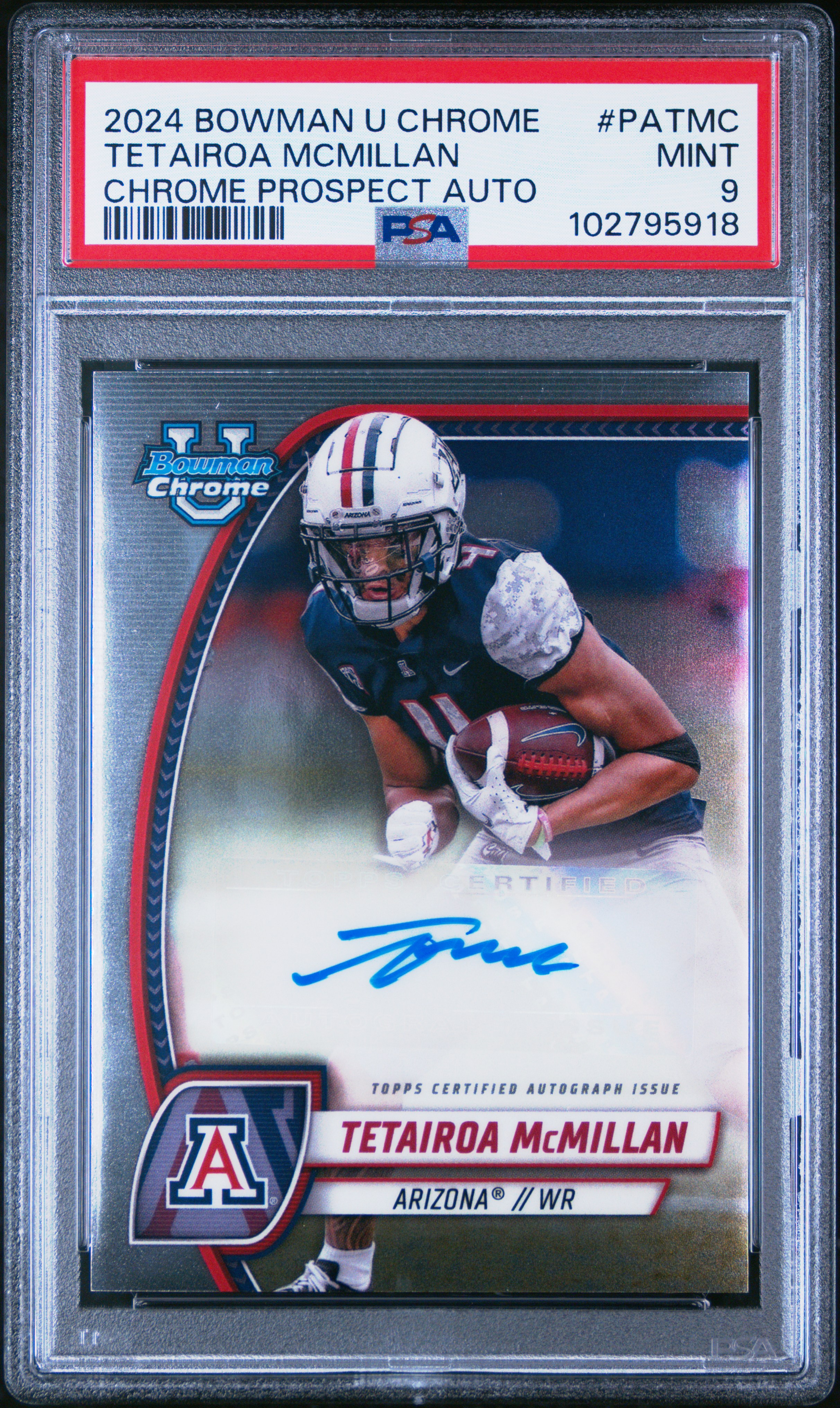 2024 Bowman University Chrome Bowman Chrome Prospect Autographs Tetairoa Mcmillan #Patmc Mint 9 back