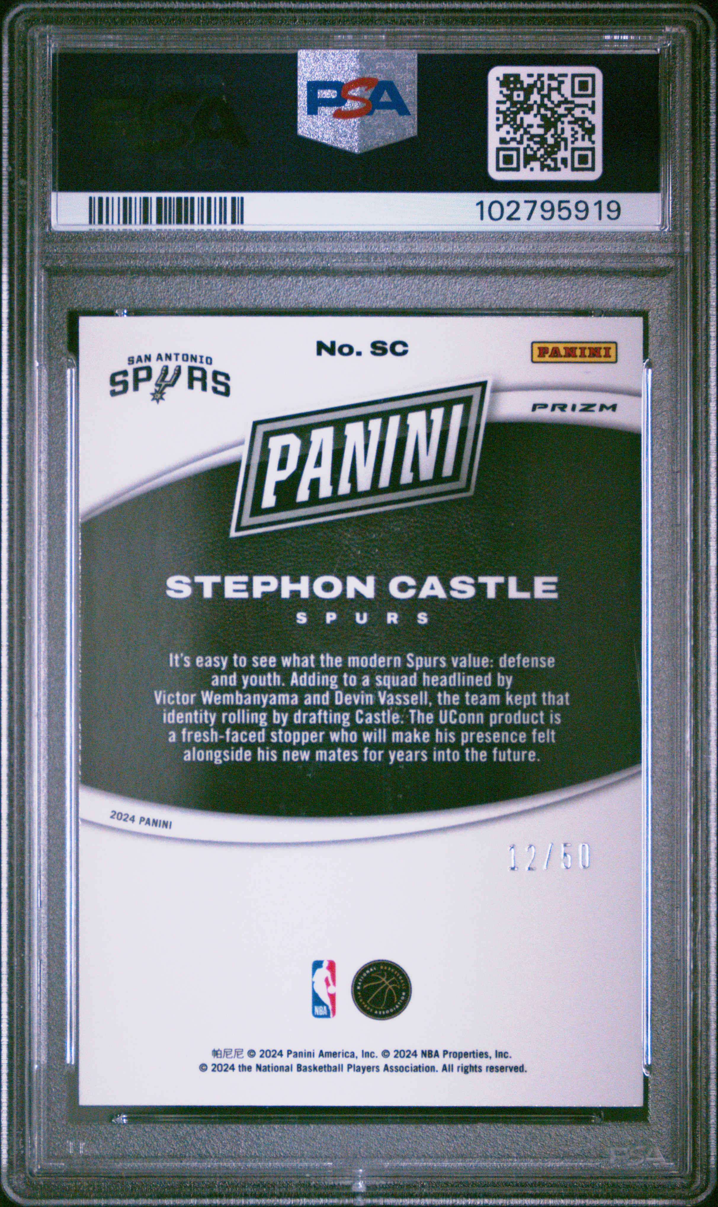 2024 Panini Black Friday Insert 50 Stephon Castle #Sc Nm-Mt 8 front
