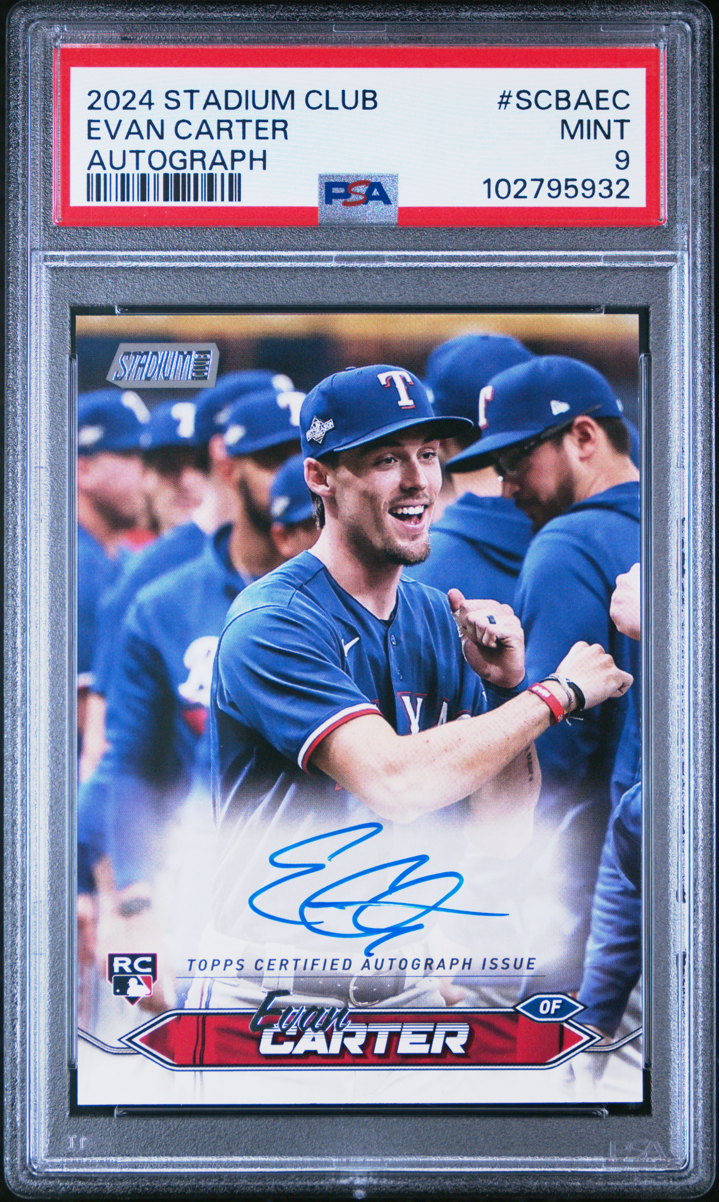 2024 Topps Stadium Club Base Autographs Evan Carter #Scbaec Mint 9 back